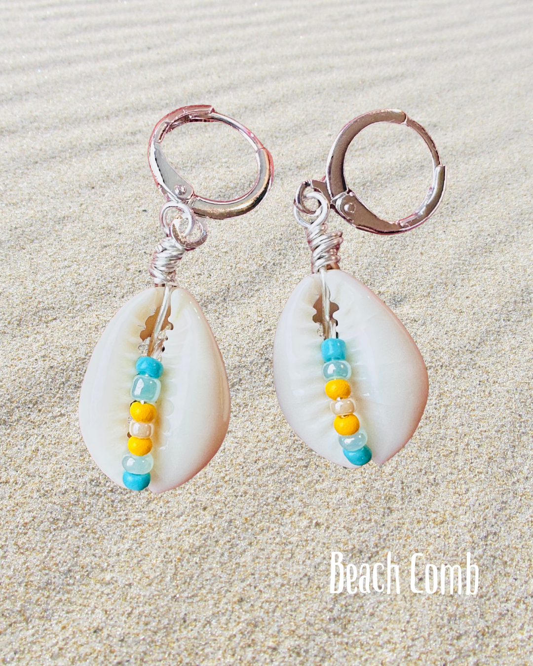 Cowrie Beaded Huggies