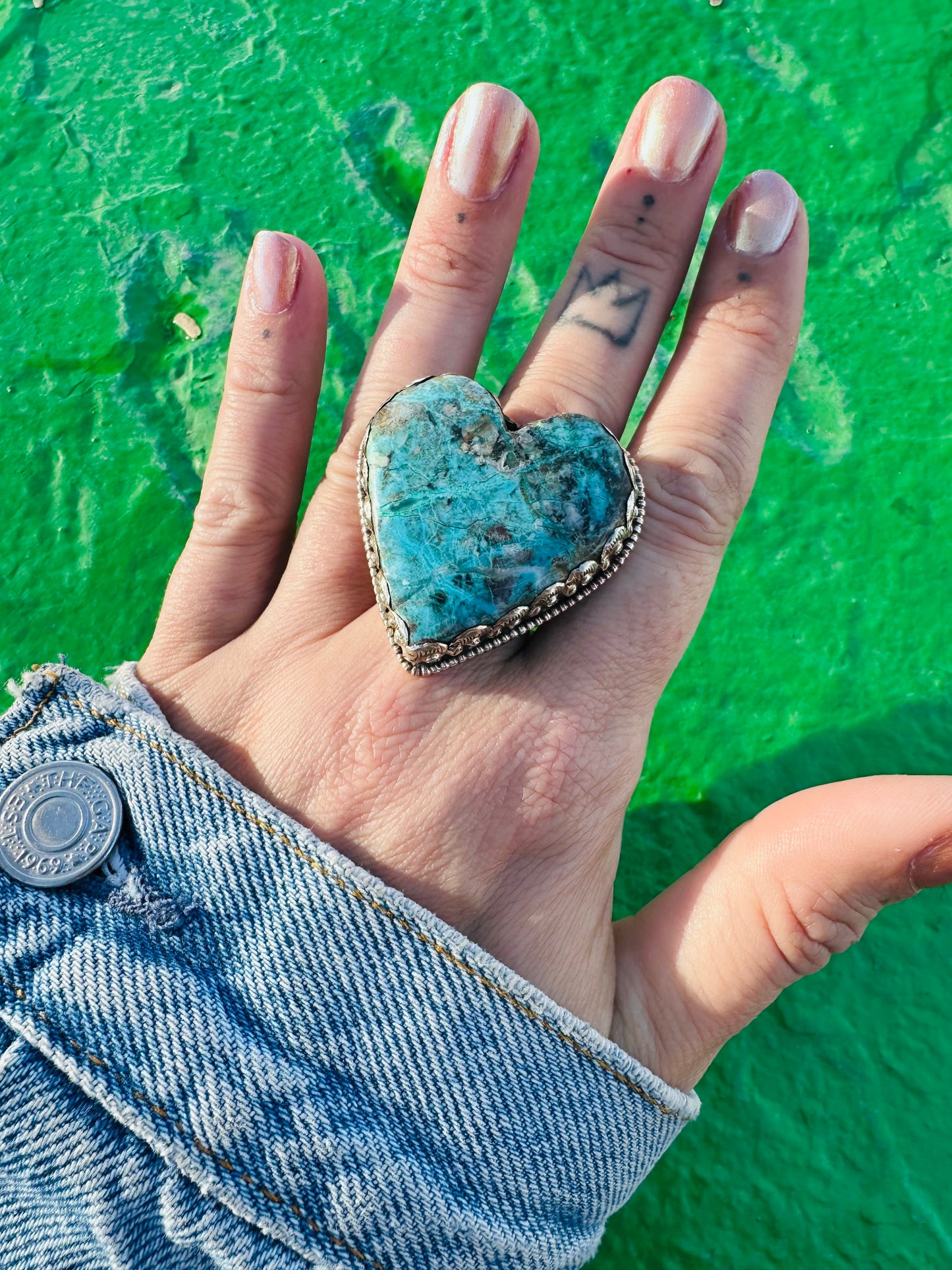 Turquoise Heart Statement Ring