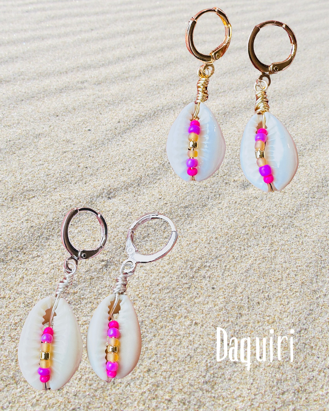 Cowrie Beaded Huggies