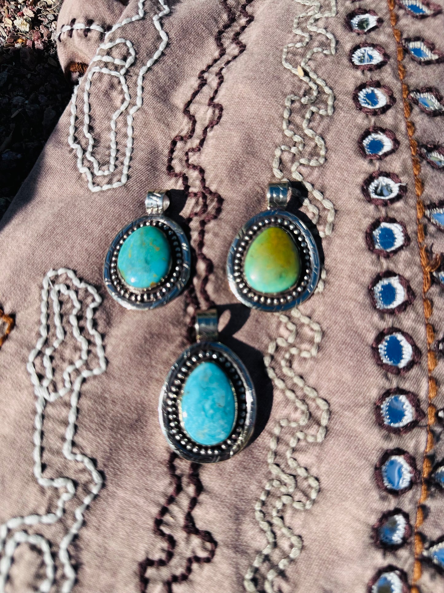 Turquoise and Silver Southwestern Pendant Necklace