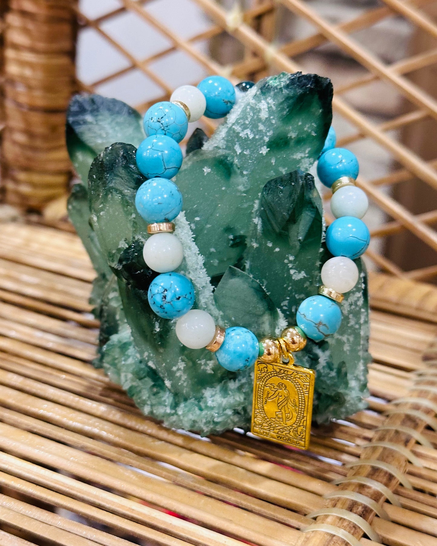 The World π Tarot Card Turquoise Bracelet