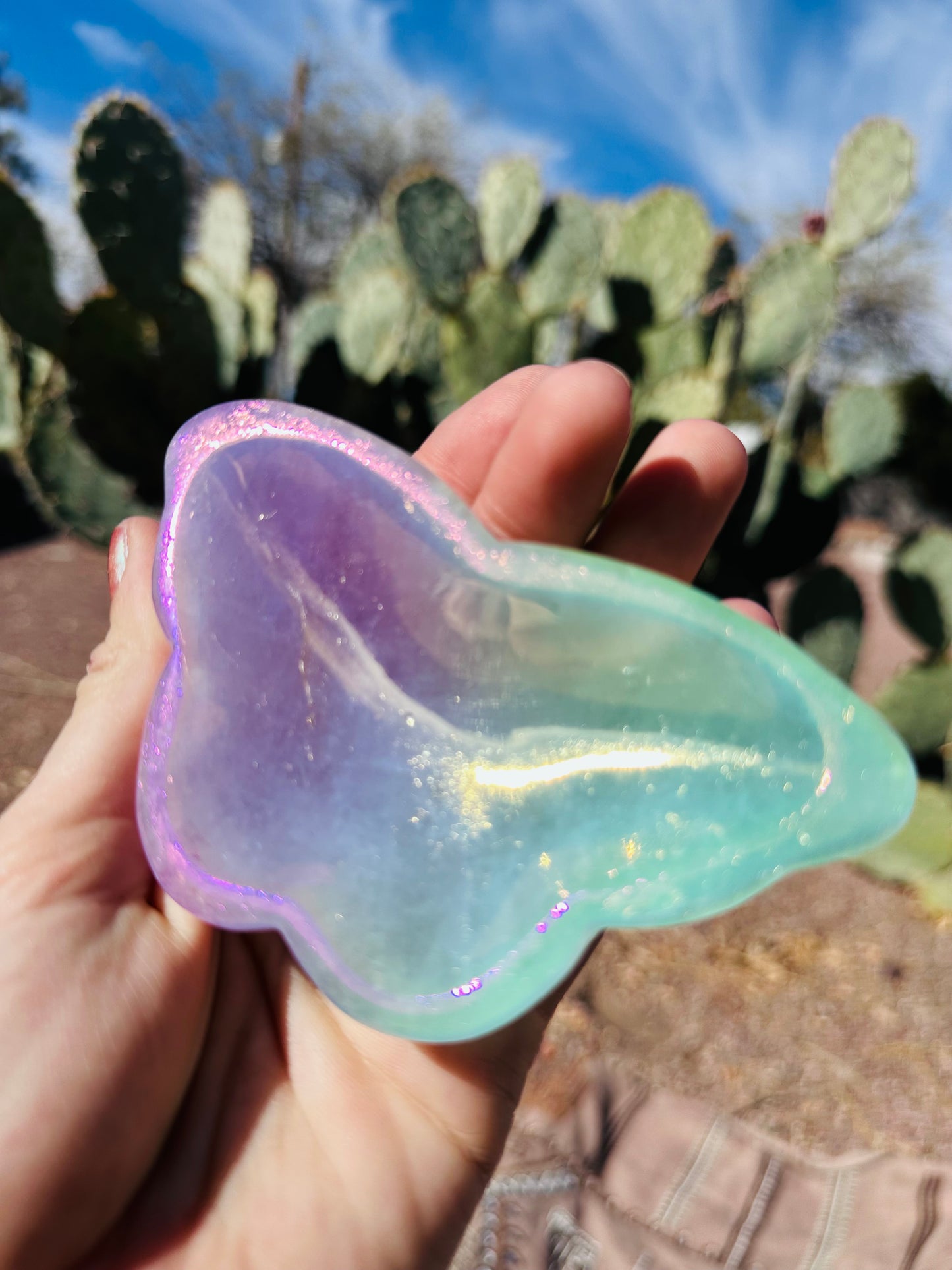 Butterfly Quartz Aura Dish 🦋