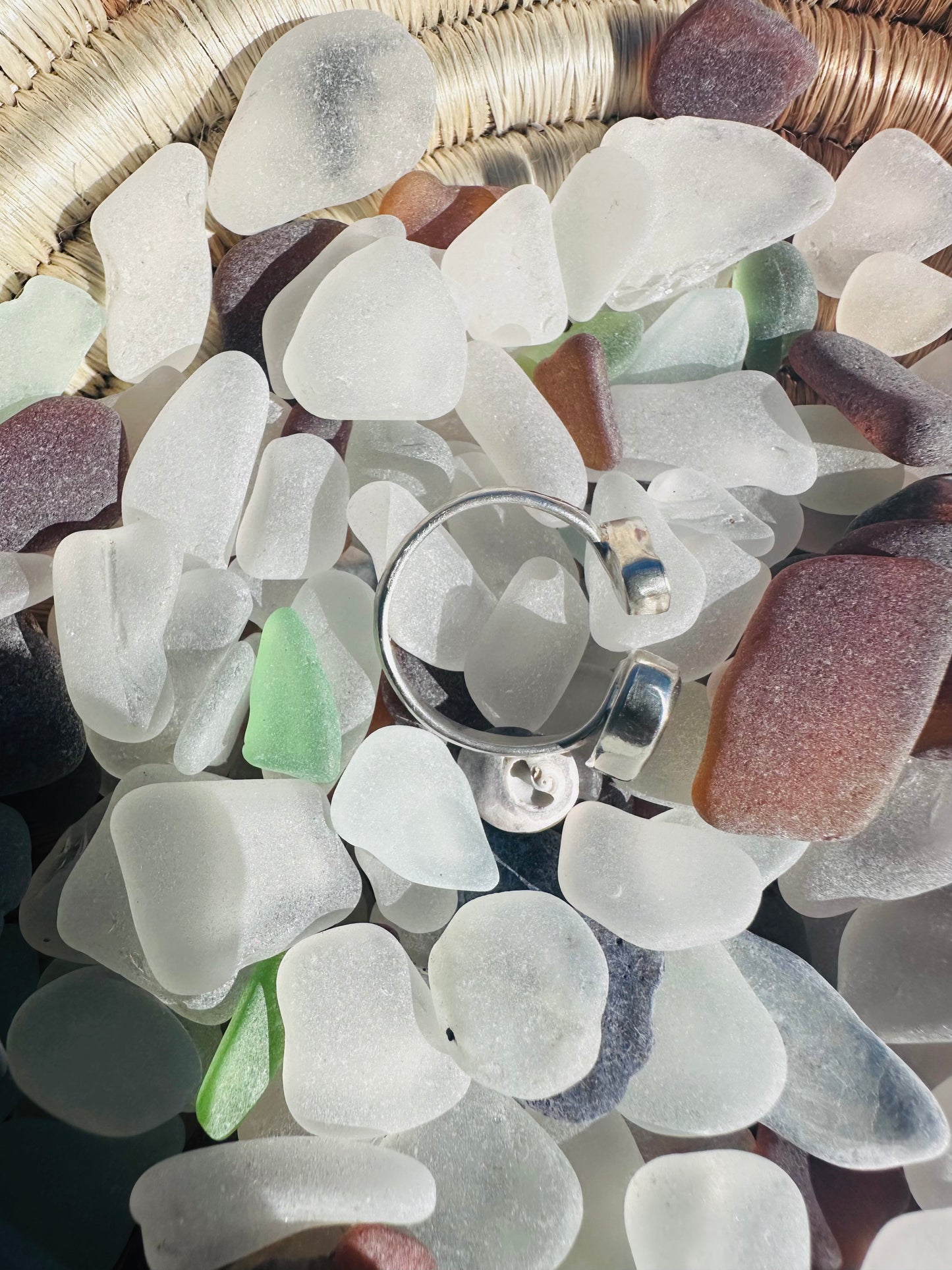 Light and Dark Sea Glass Ring π