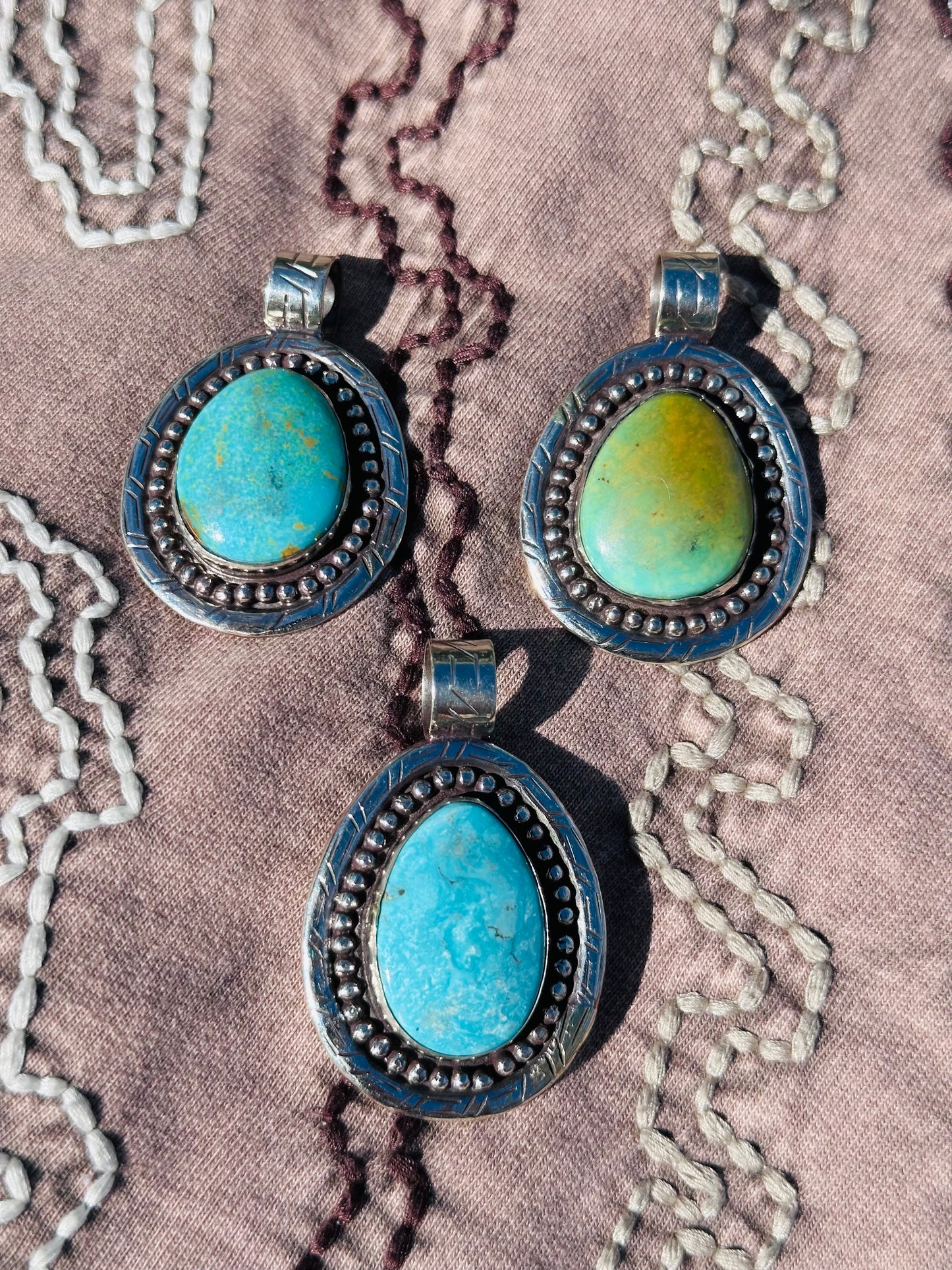 Turquoise and Silver Southwestern Pendant Necklace