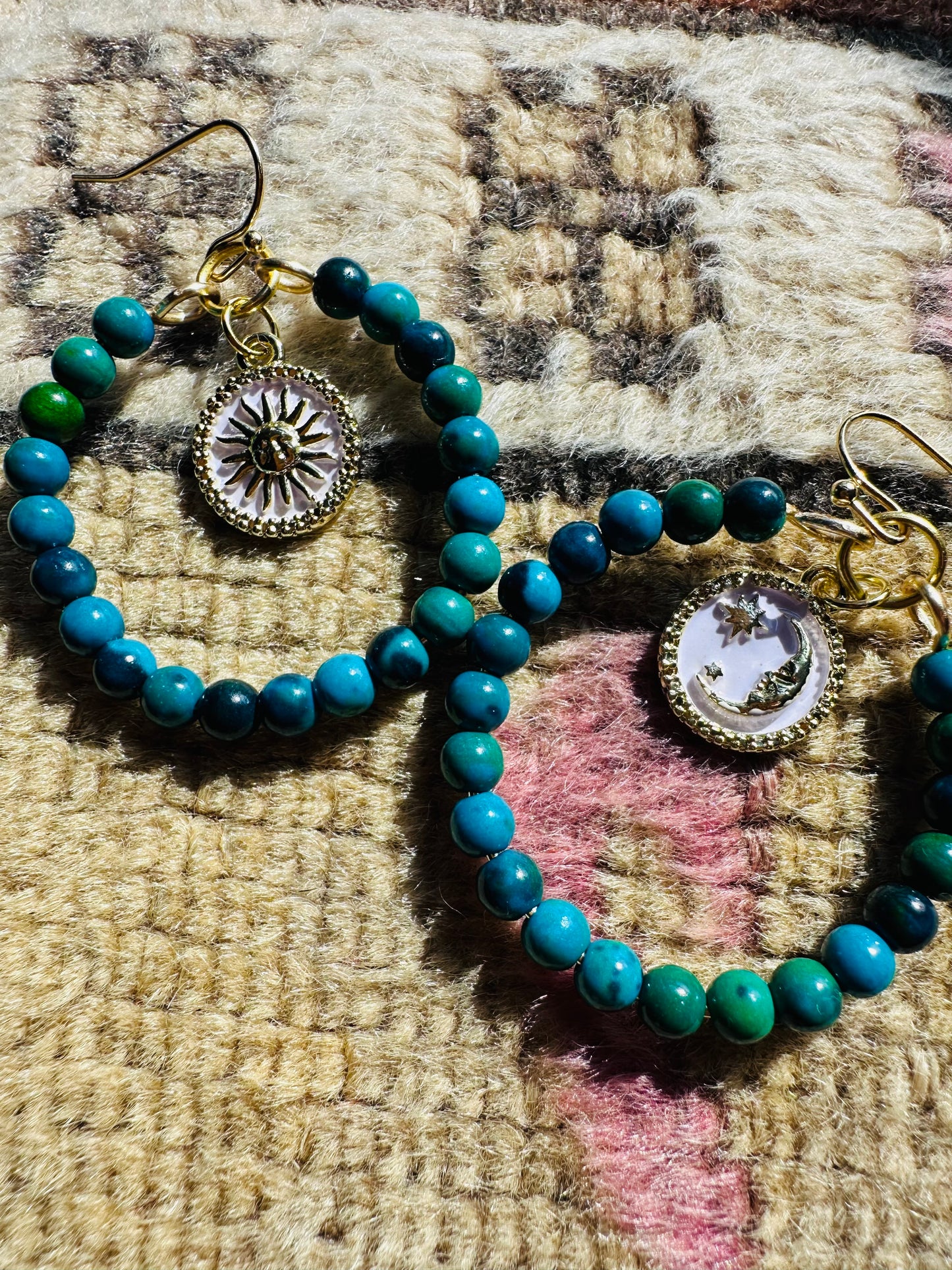 Small Chrysocolla Celestial Hoops ๐ ๐