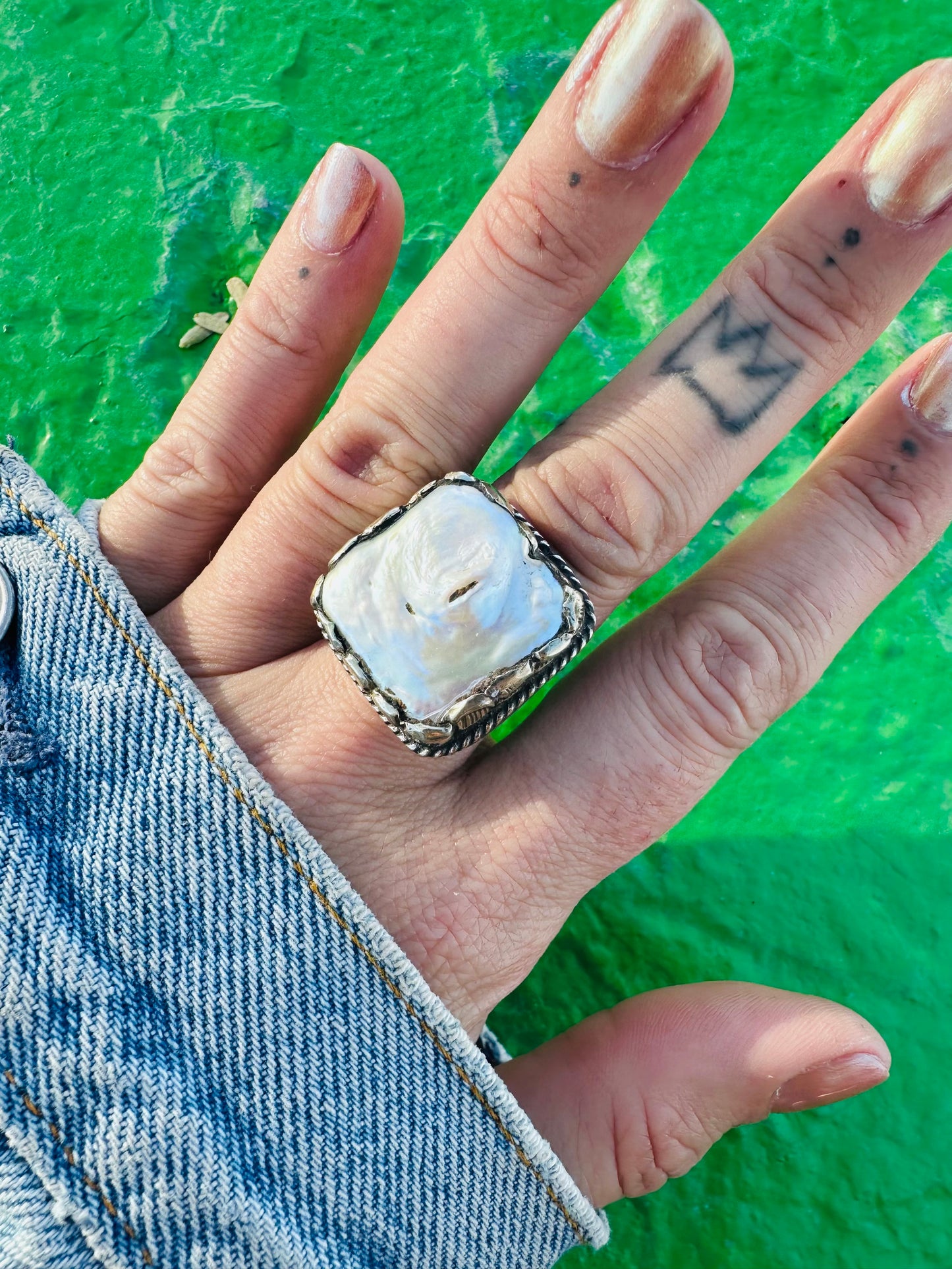 Square Or Circle Freshwater Pearl Rings