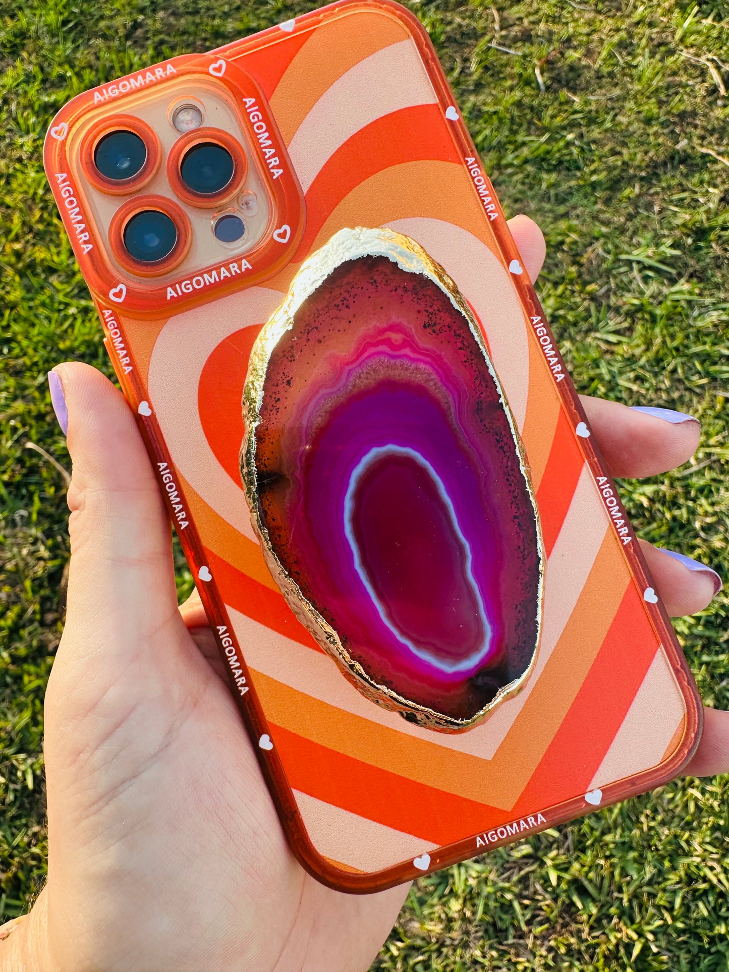 Agate Slice Phone Grip