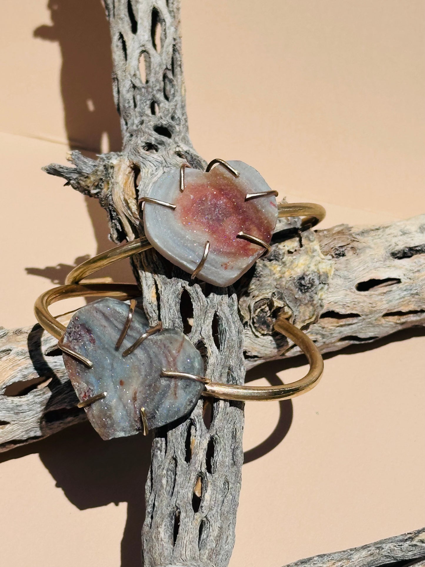Druzy Heart Cuff Bracelet