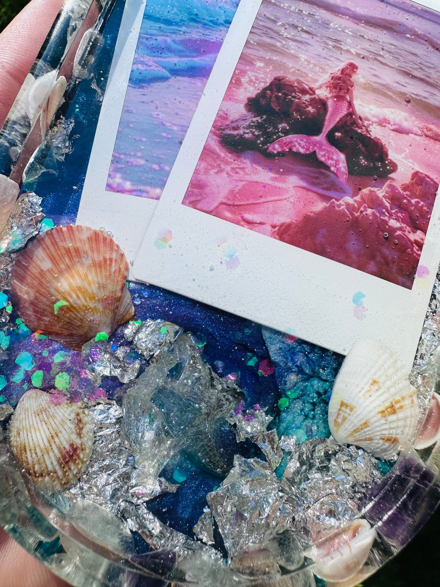 Polaroid Mermaid and Seashell Glittery Ocean Tray ๐