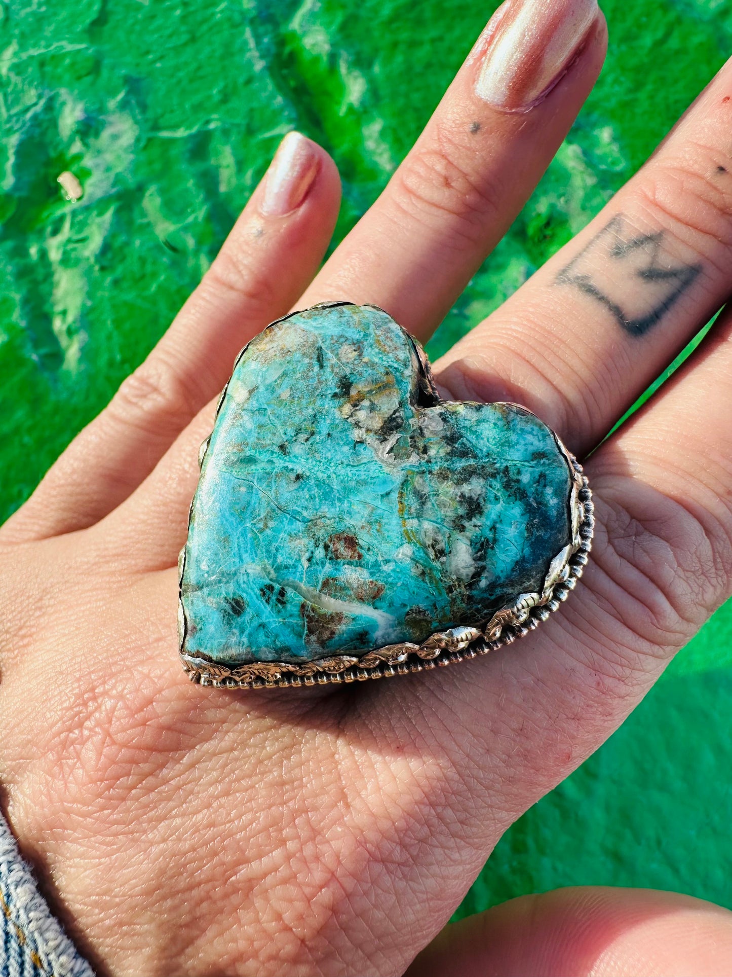Turquoise Heart Statement Ring