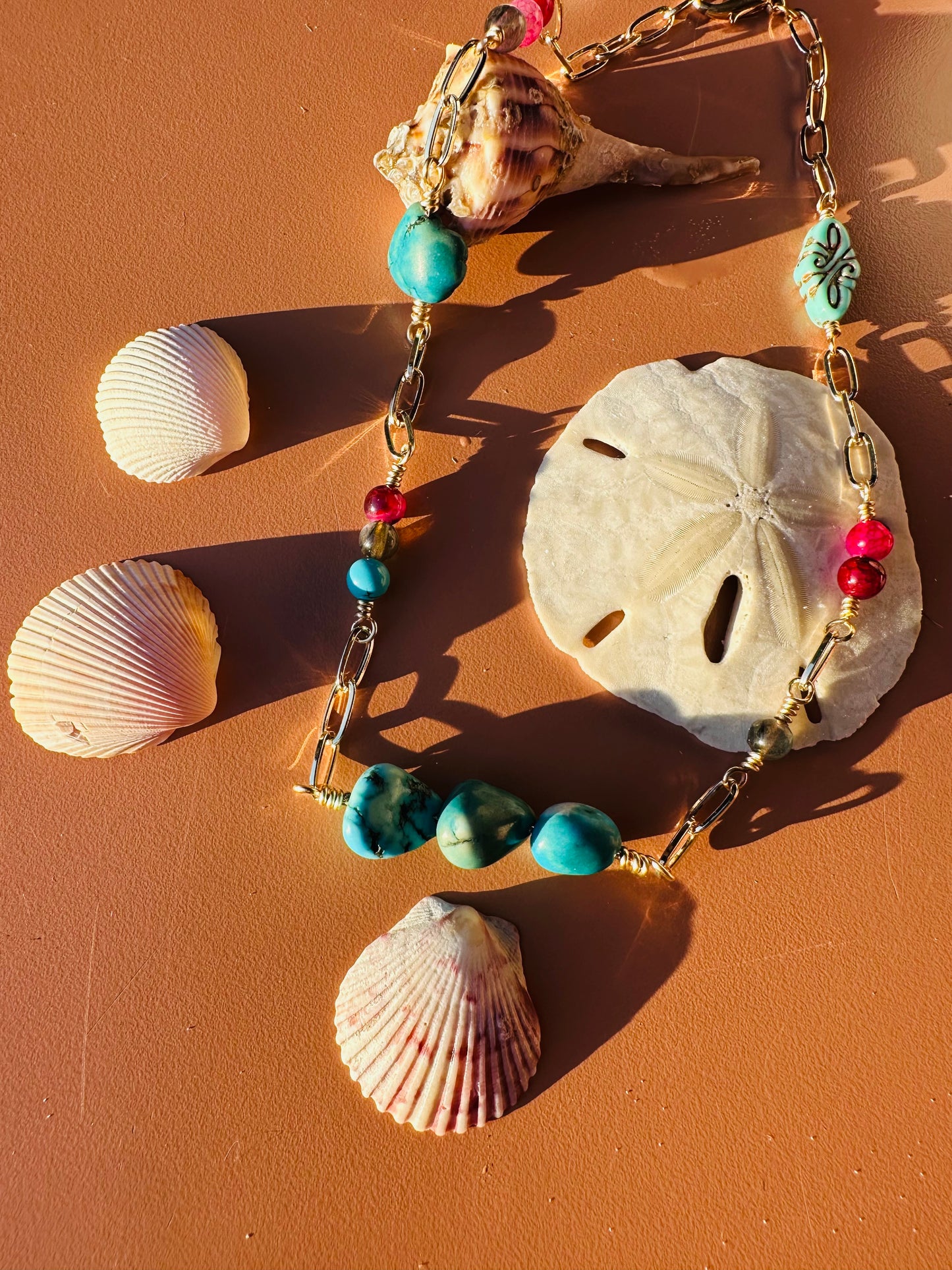 Turquoise, Agate and Labradorite Paperclip Chain Necklace
