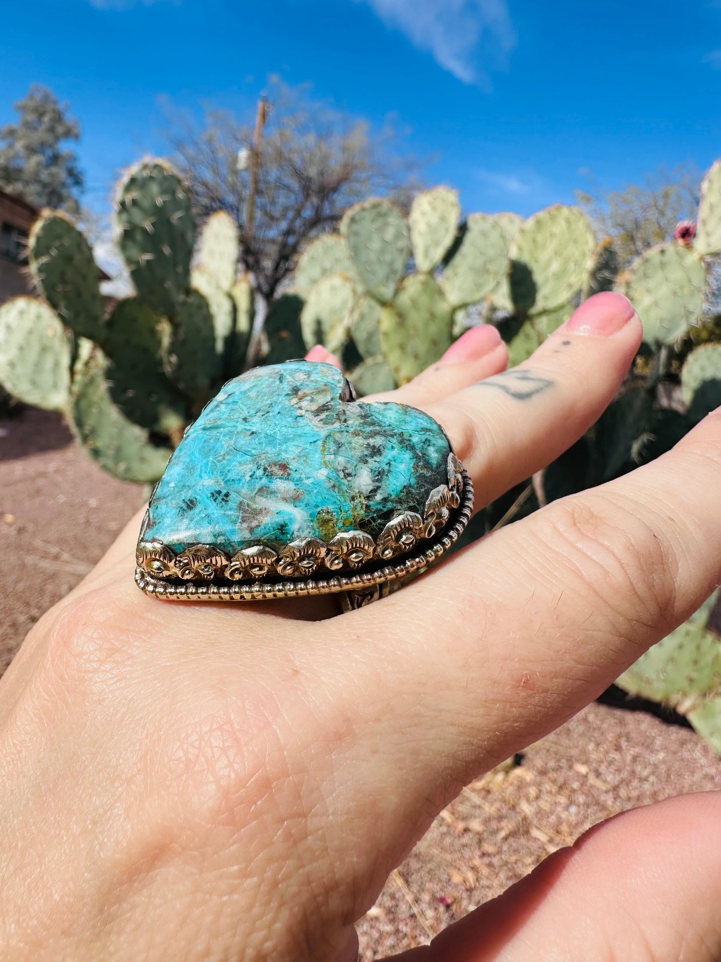 Turquoise Heart Statement Ring