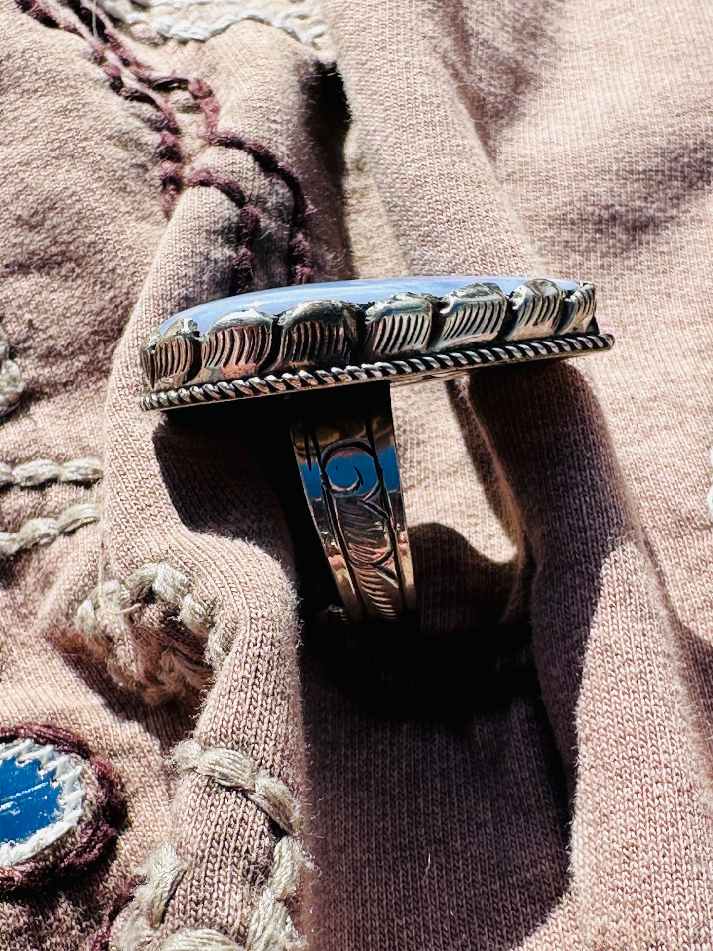 Blue Lace Agate Silver Ring