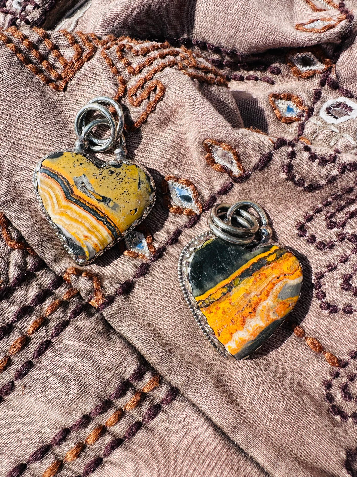 Bumble Bee Jasper Heart Pendant
