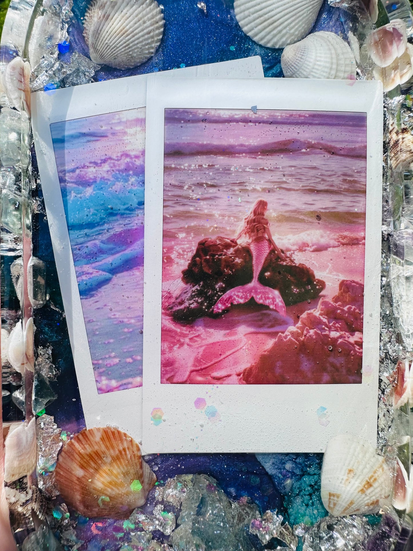 Polaroid Mermaid and Seashell Glittery Ocean Tray ๐