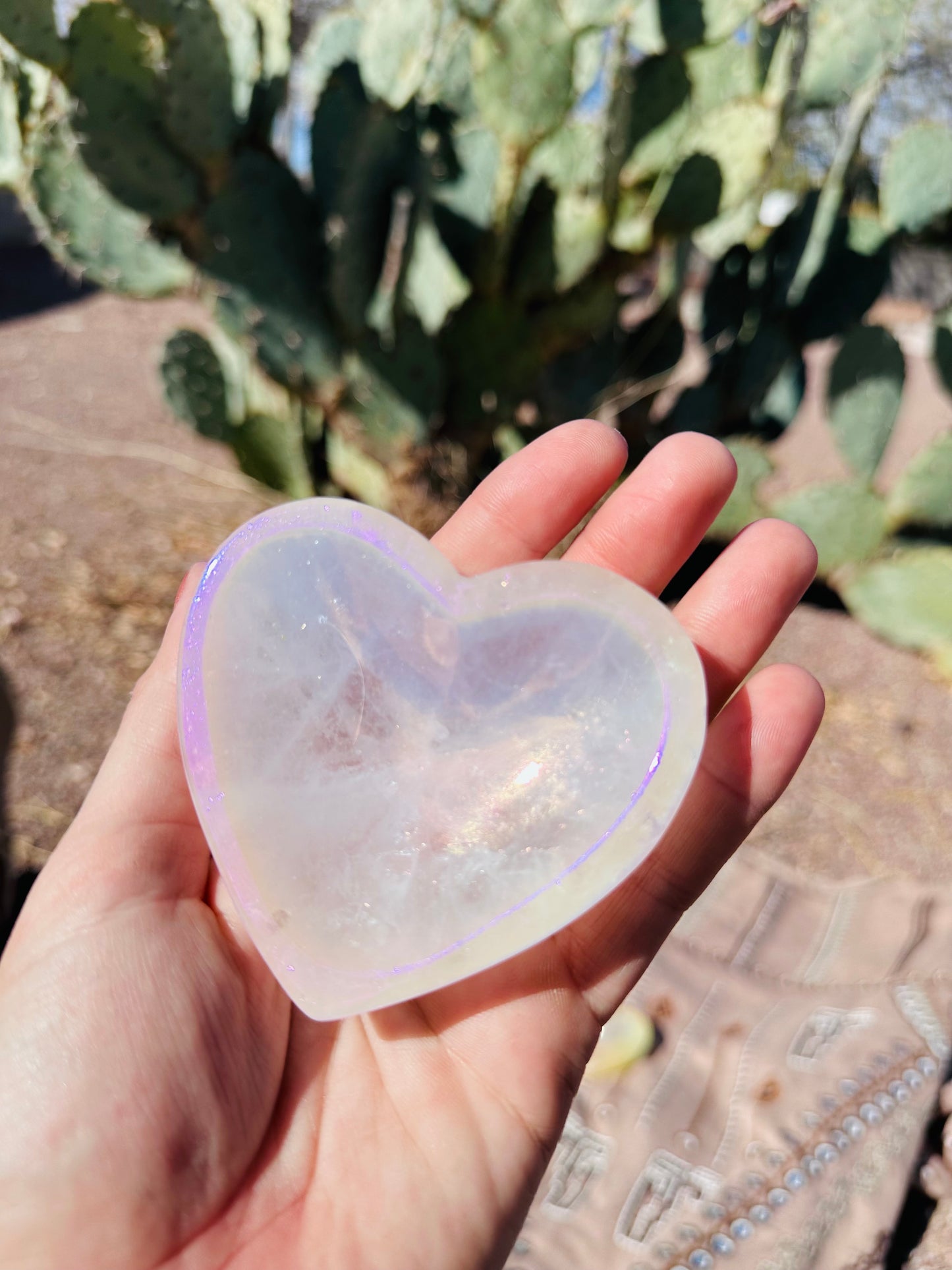 Rose Quartz Aura Heart Dish