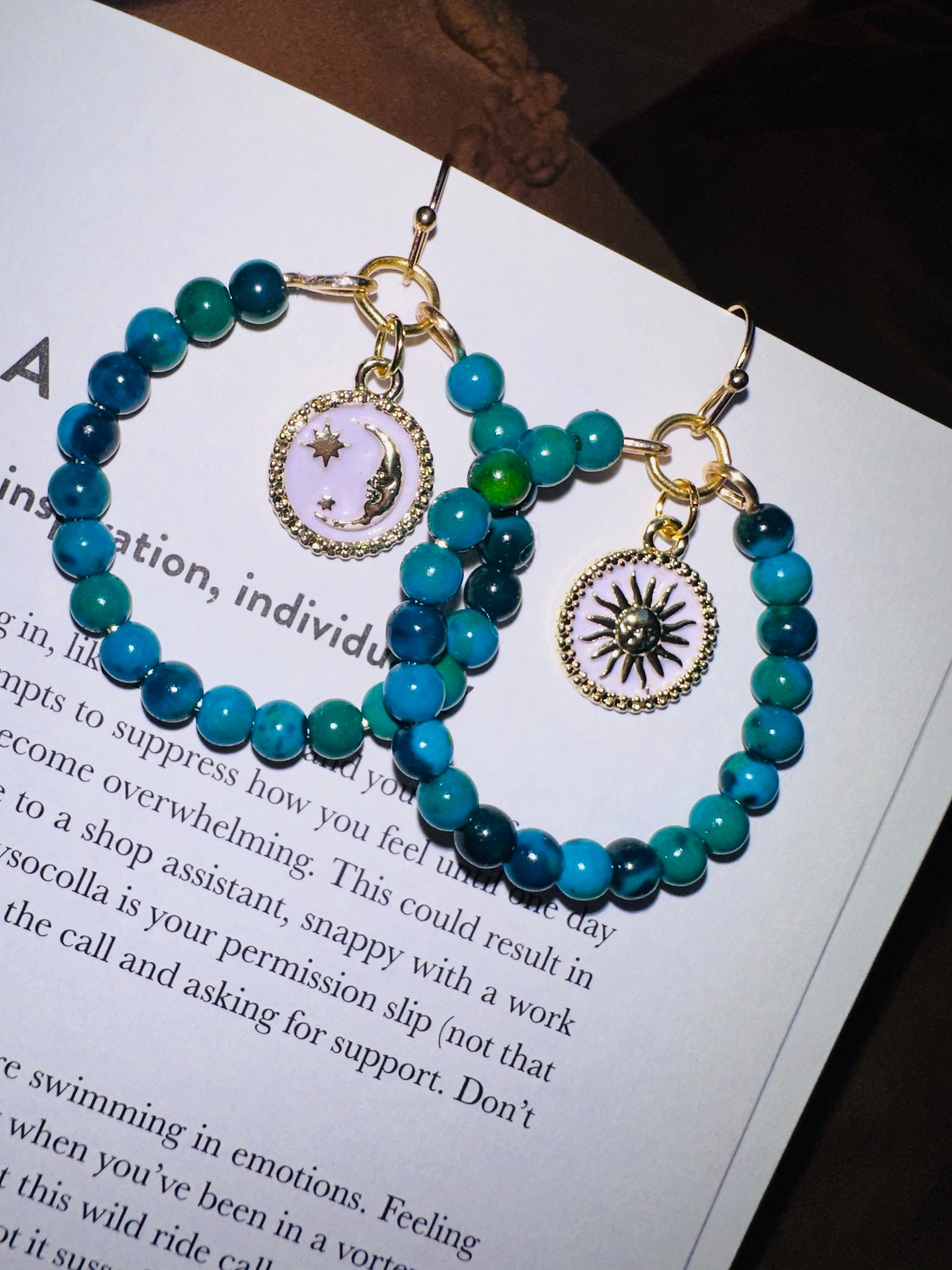 Small Chrysocolla Celestial Hoops ๐ ๐