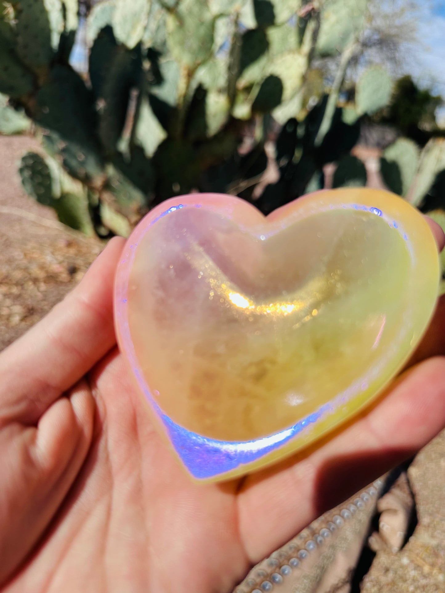 Rose Quartz Aura Heart Dish