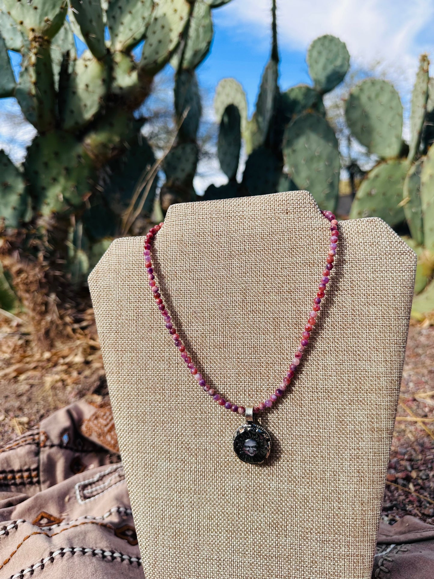 Sun Carved Shell Amethyst Necklace