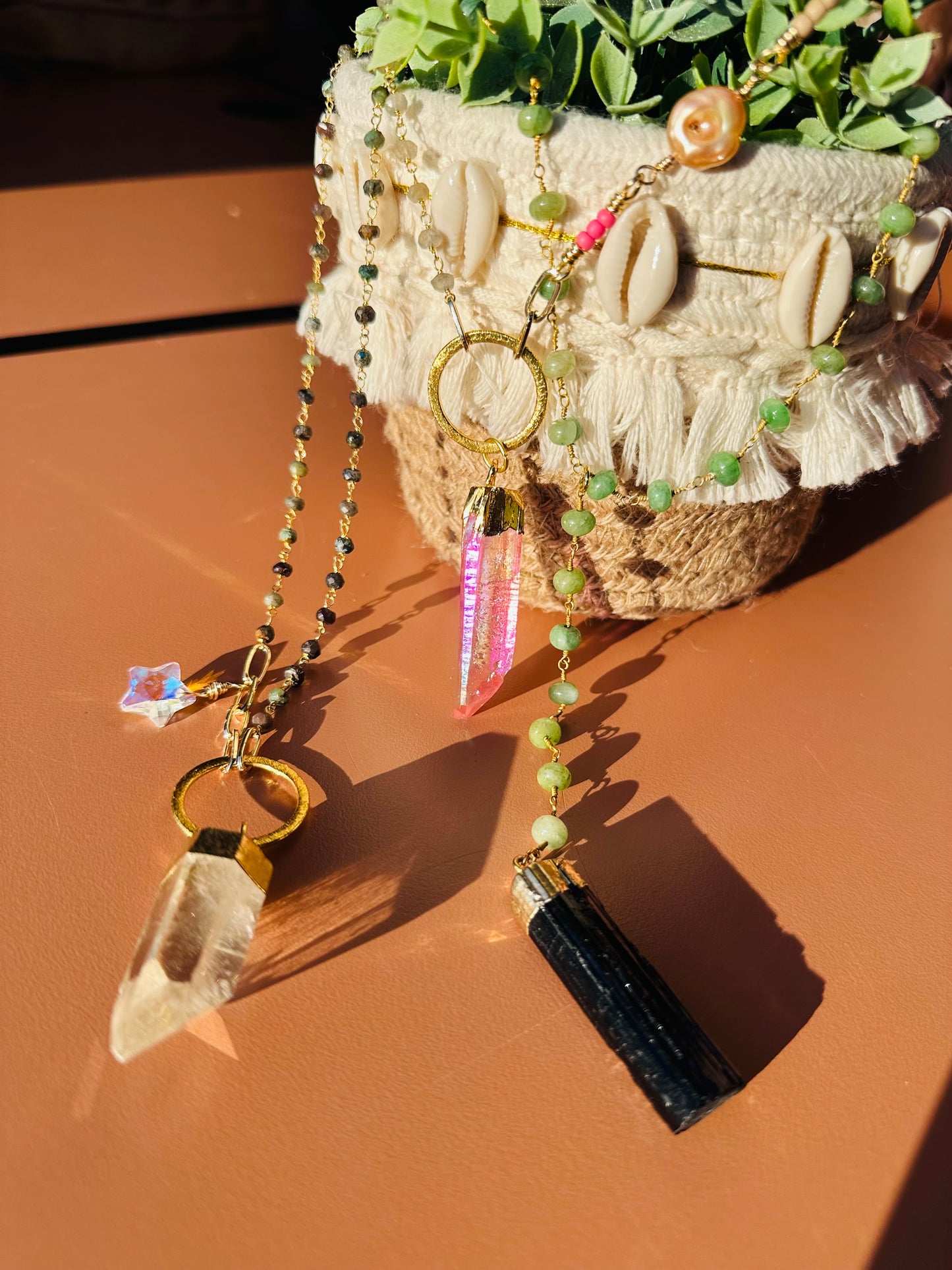 Pink Aura Crystal Pink Mix Necklace