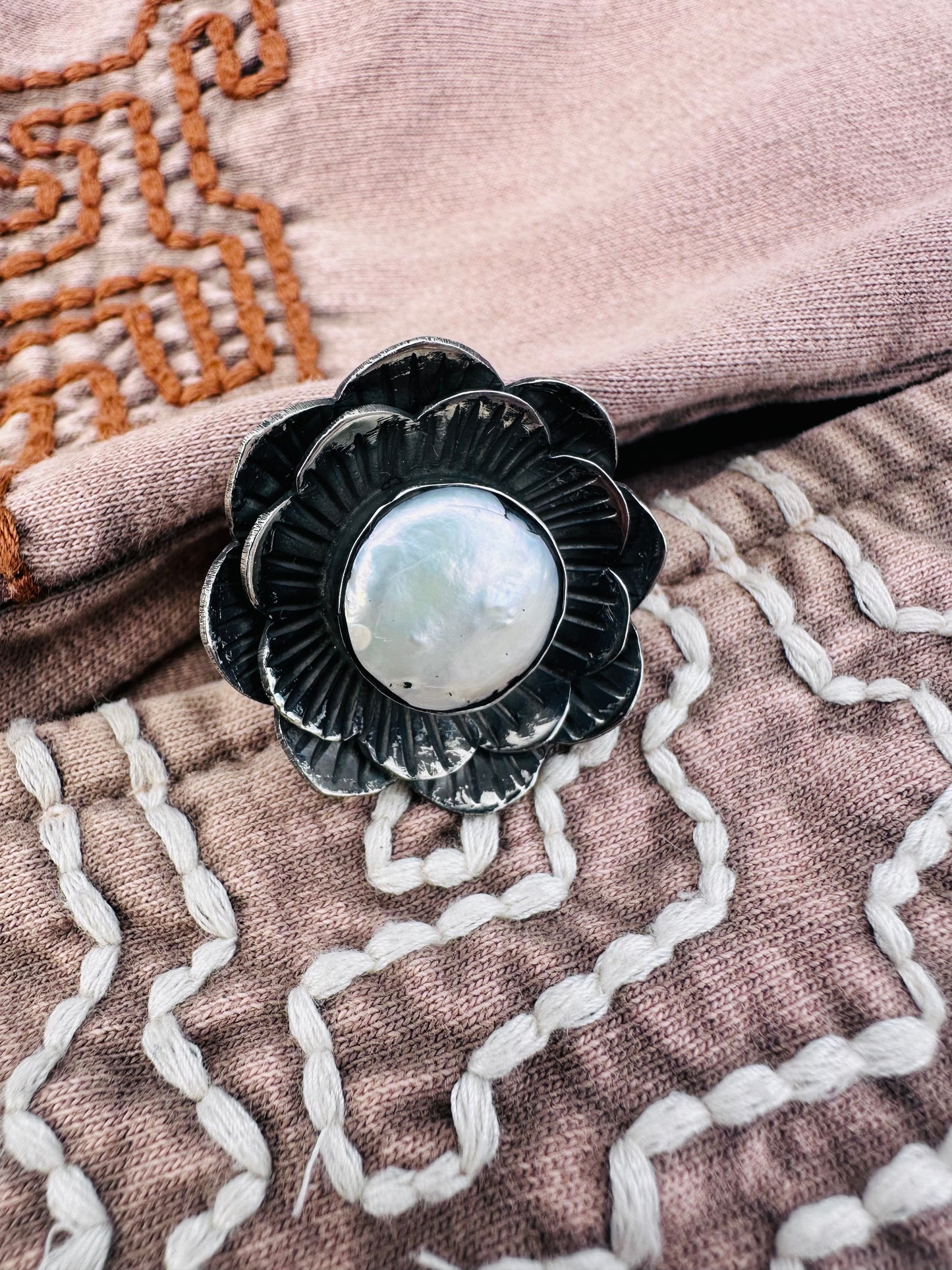 Freshwater Pearl Flower Ring