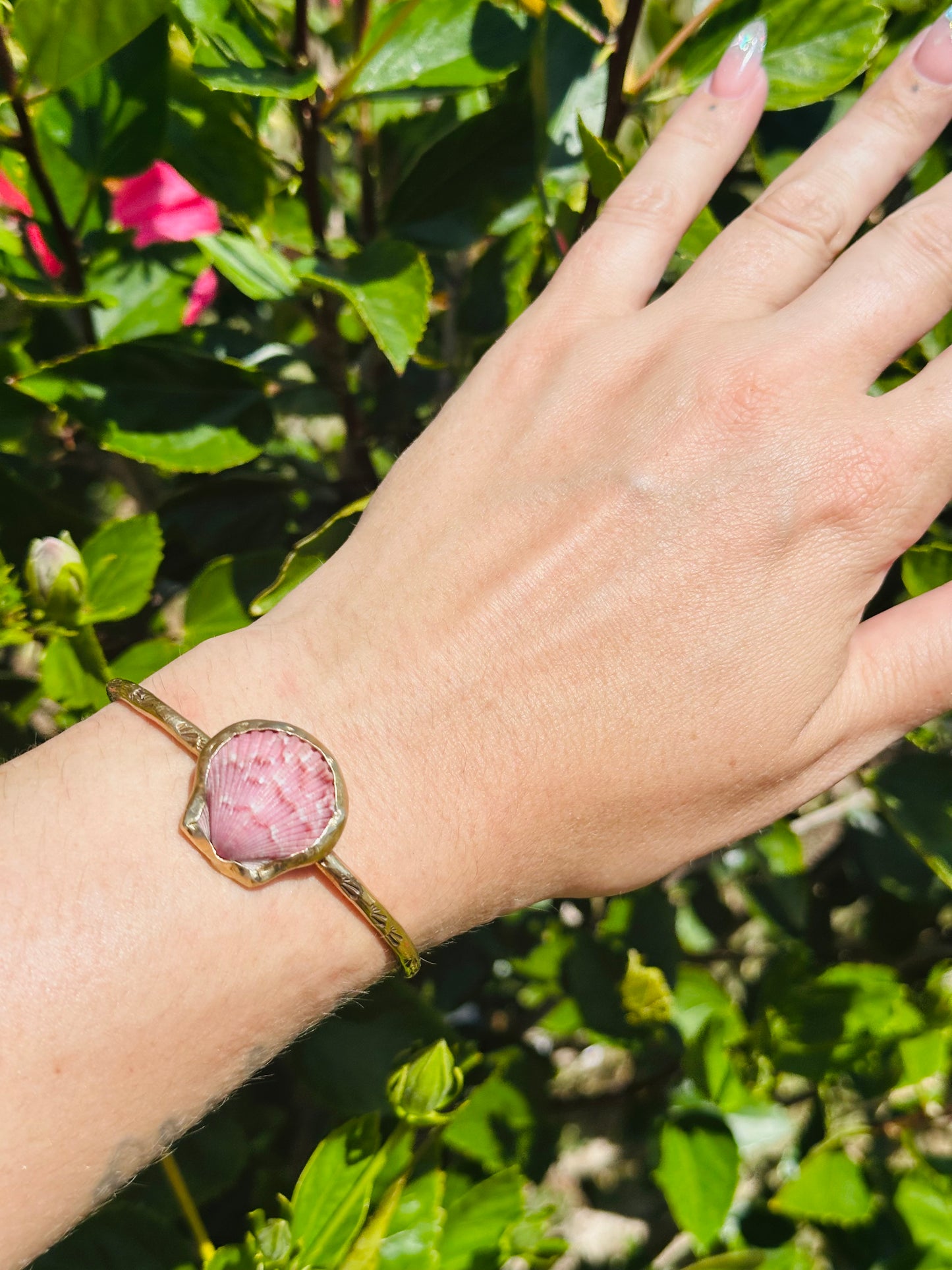 Shell Brass Stamped Cuff