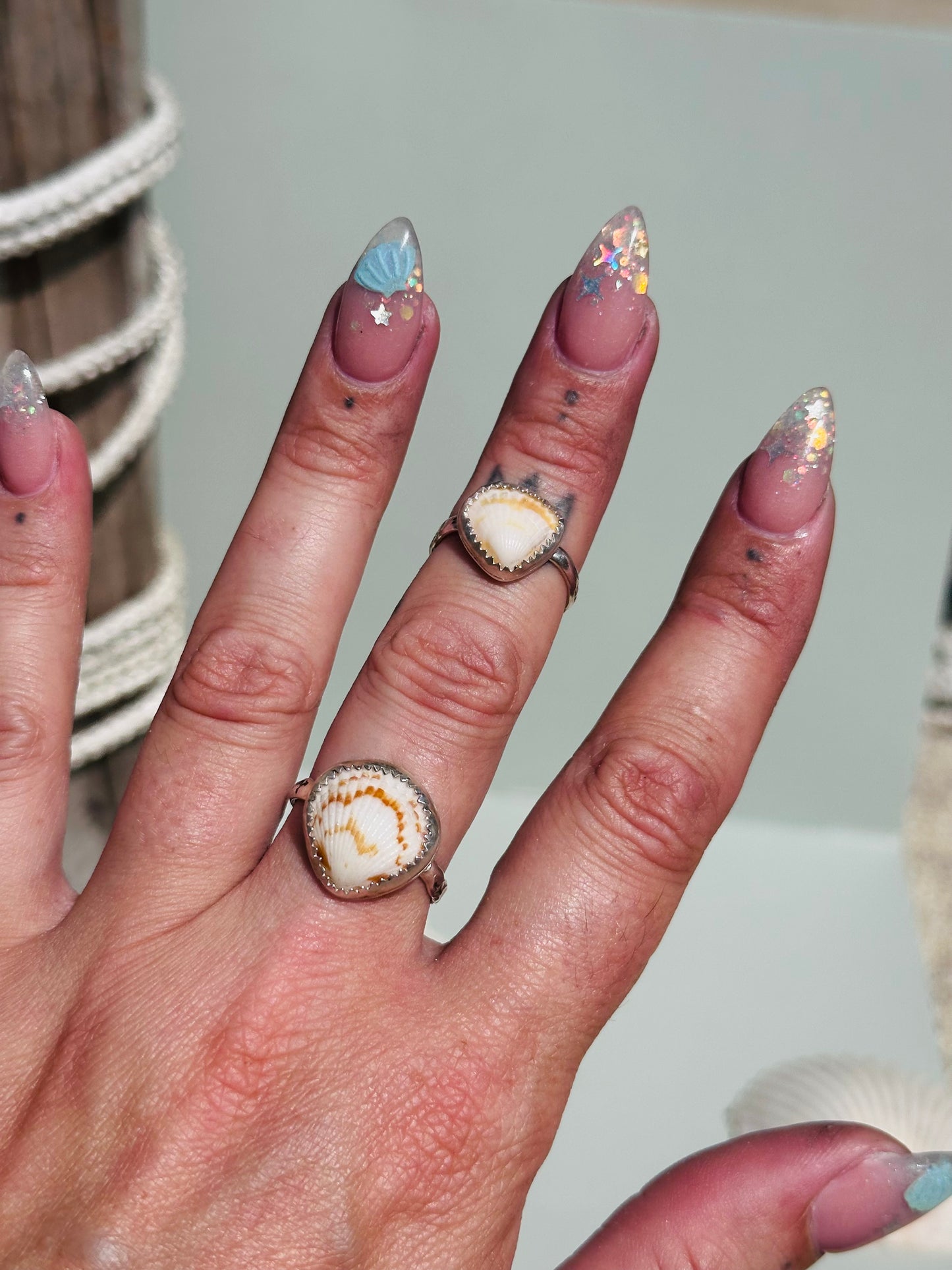 Tiny Shell Silver Ring