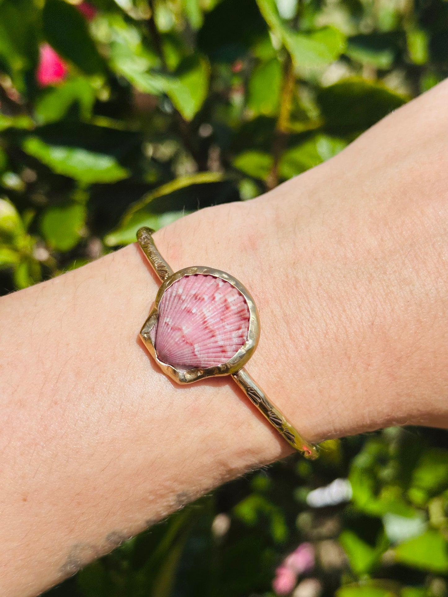 Shell Brass Stamped Cuff