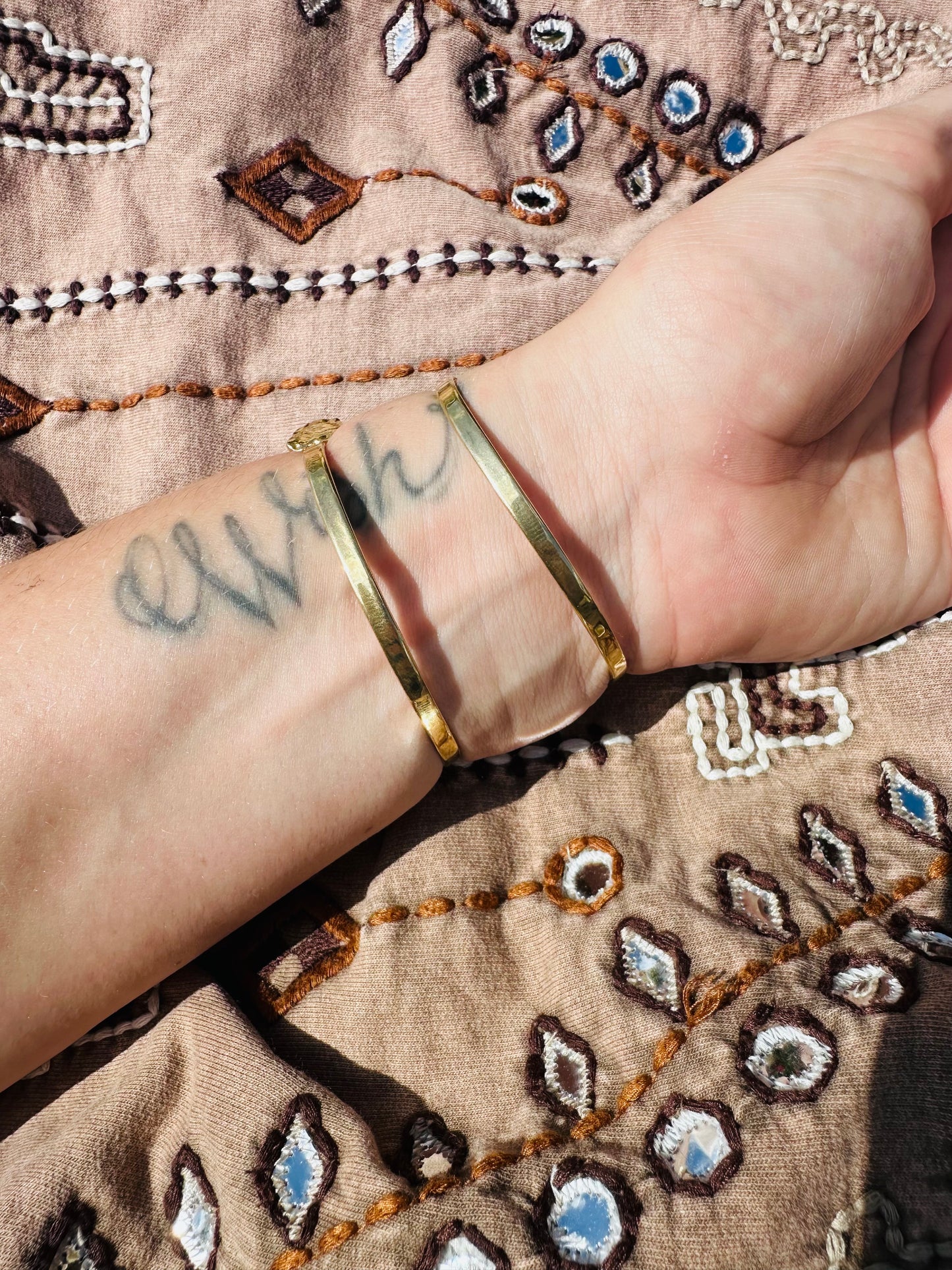 Quartz Point or Citrine Gold Cuff Bracelet