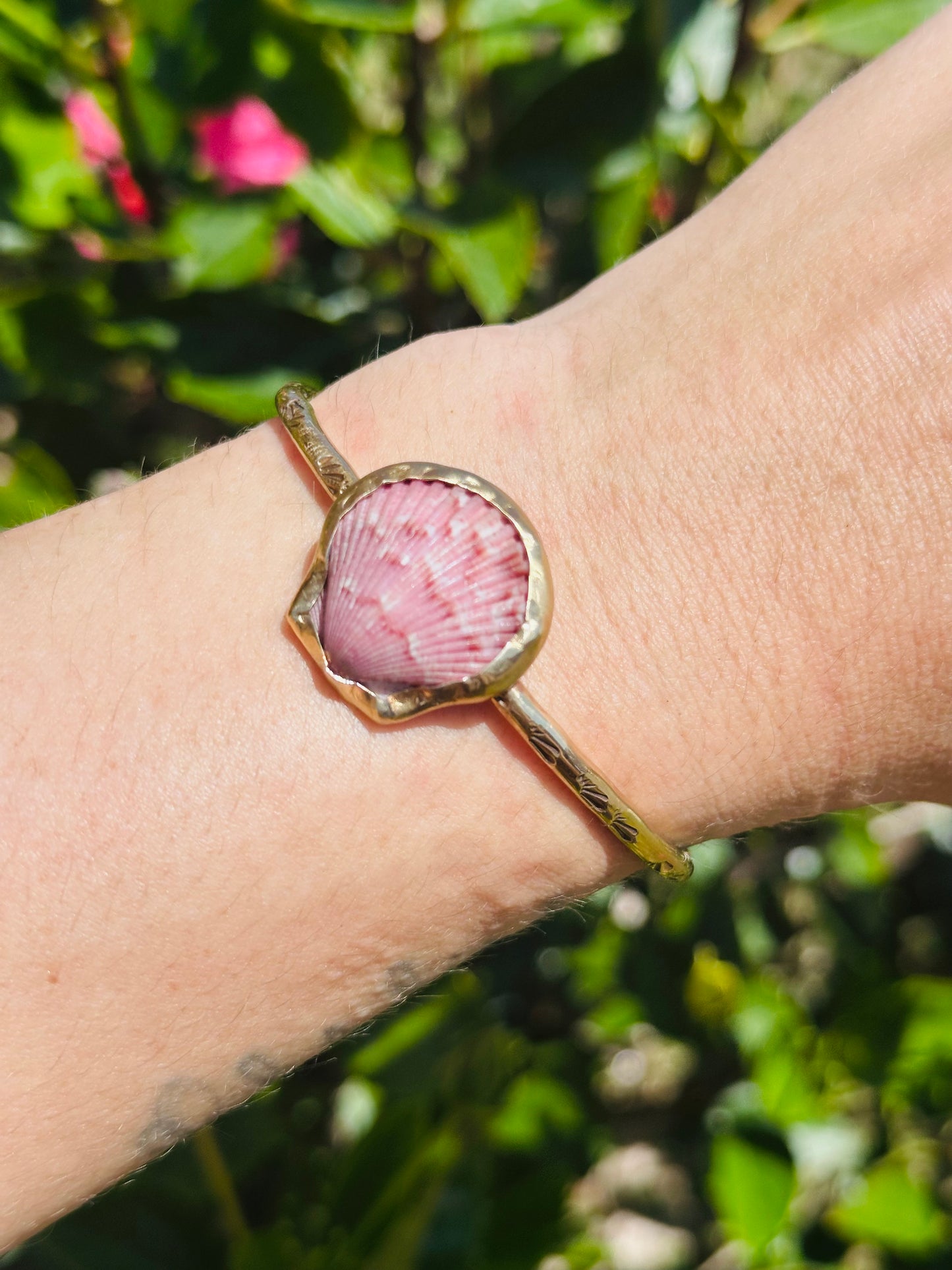 Shell Brass Stamped Cuff
