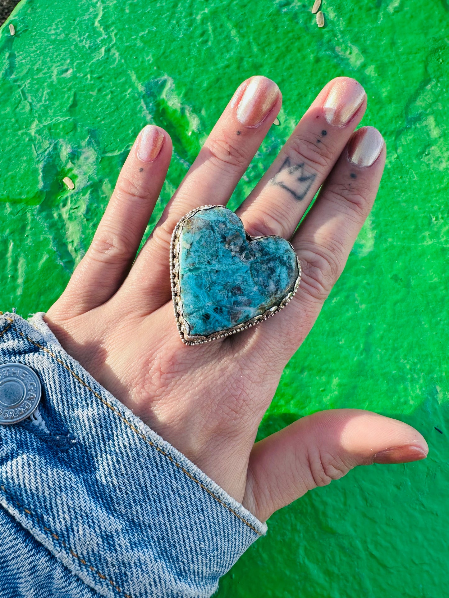 Turquoise Heart Statement Ring