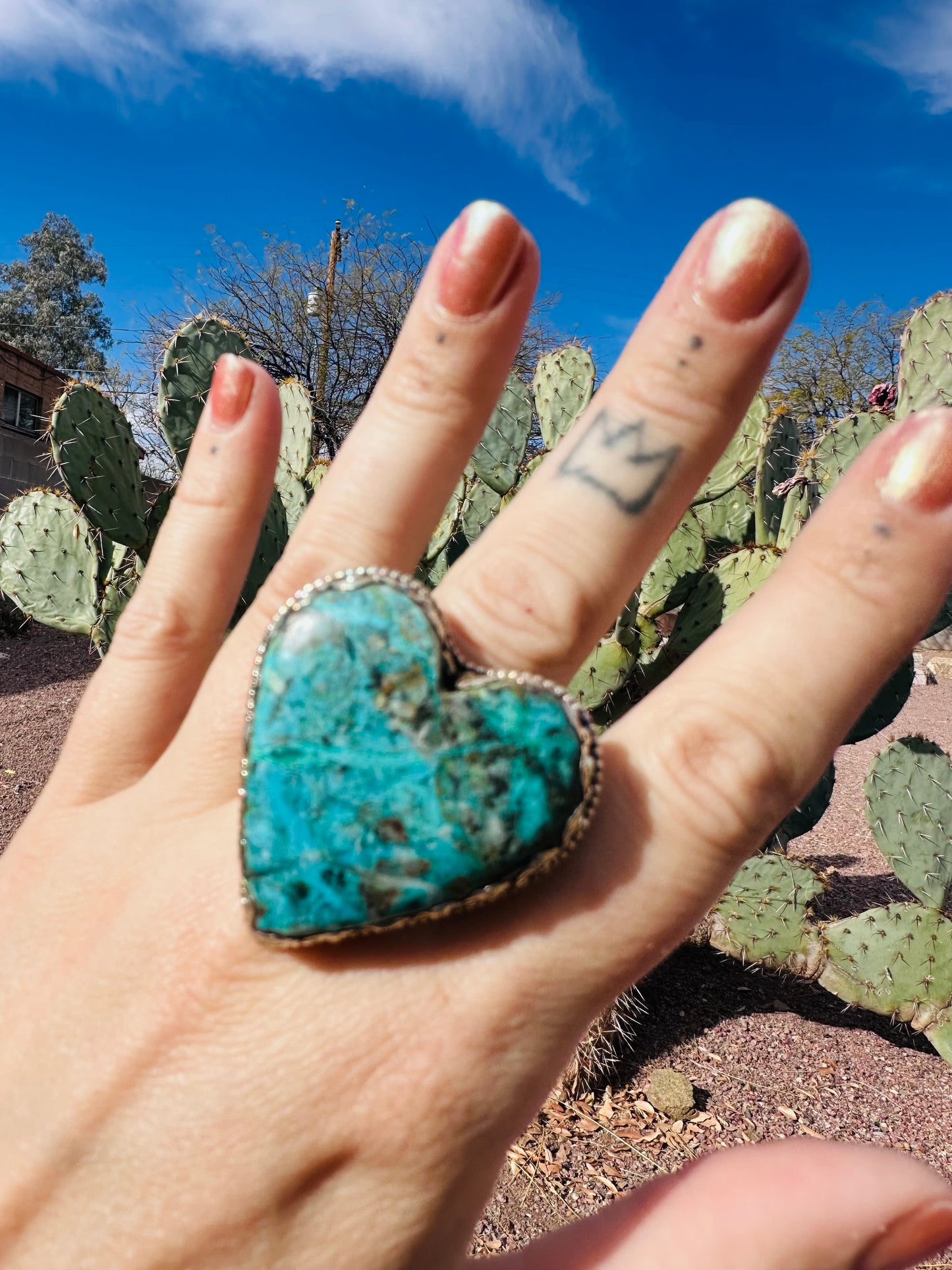 Turquoise Heart Statement Ring