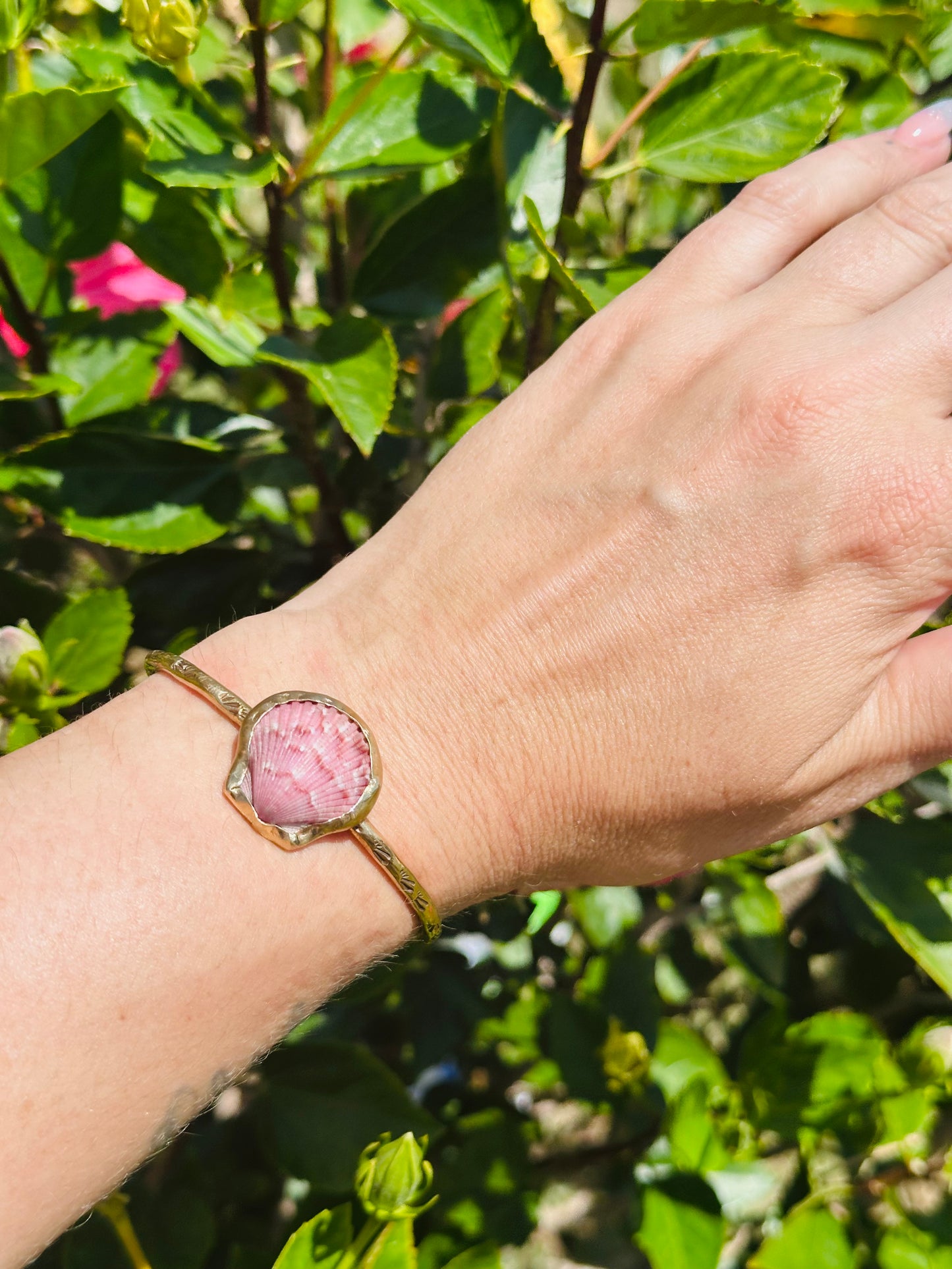 Shell Brass Stamped Cuff