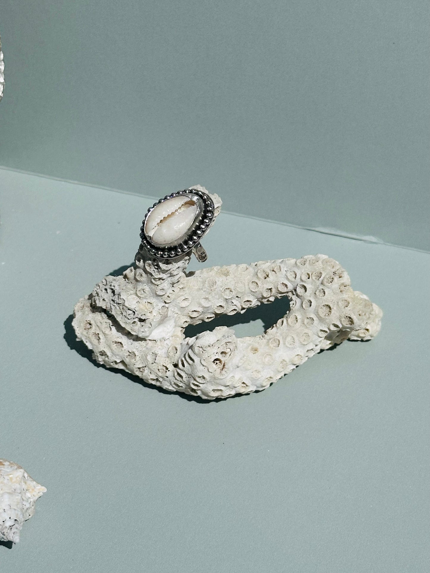 Boho Cowrie Sun Stamped Ring size 7.5