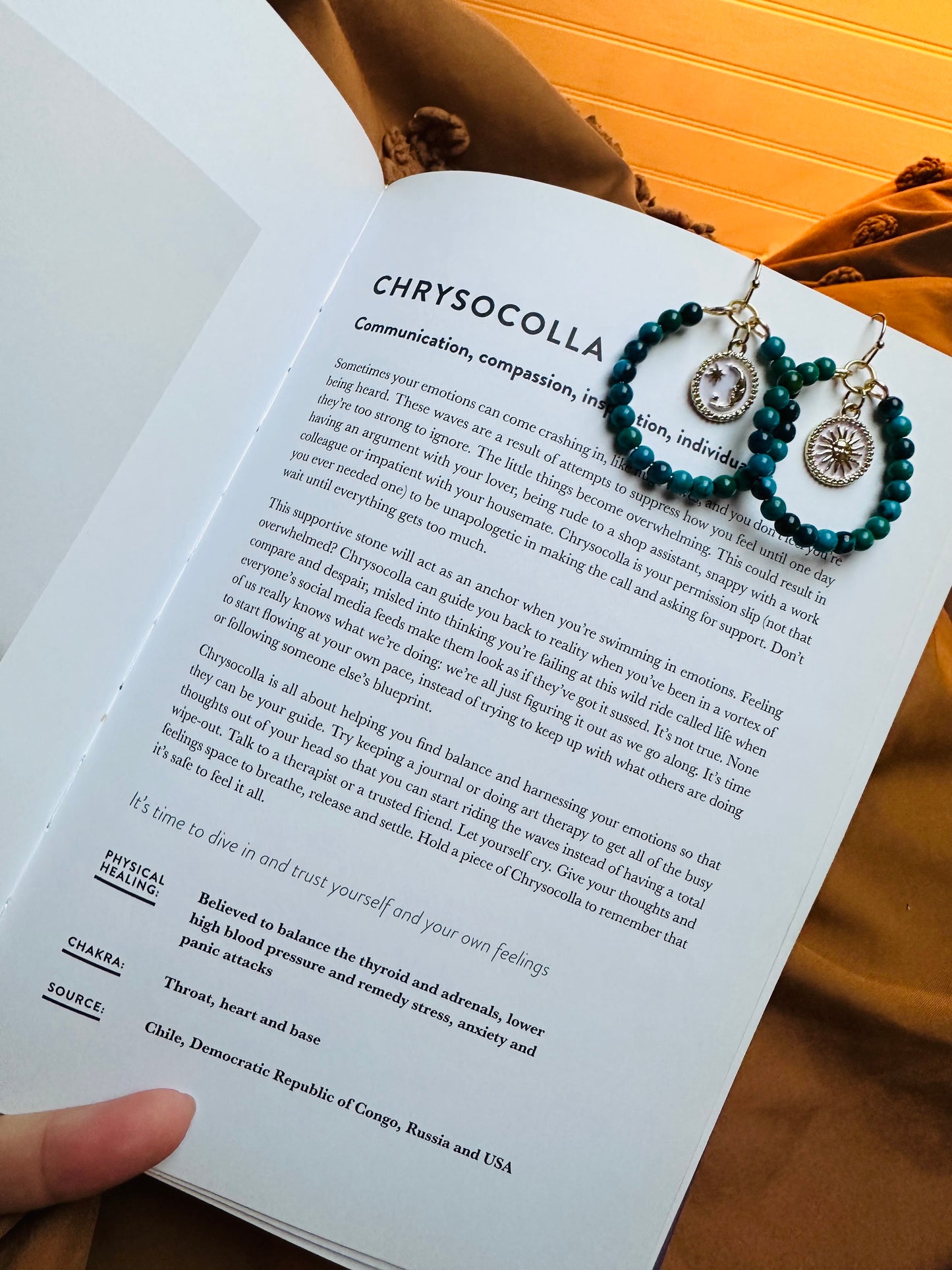 Small Chrysocolla Celestial Hoops ๐ ๐