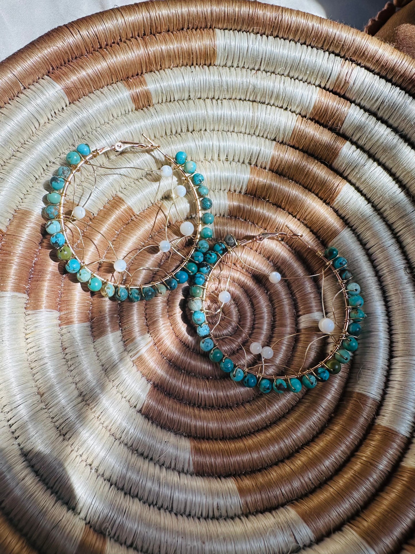 Turquoise and Shell Dream Hoops