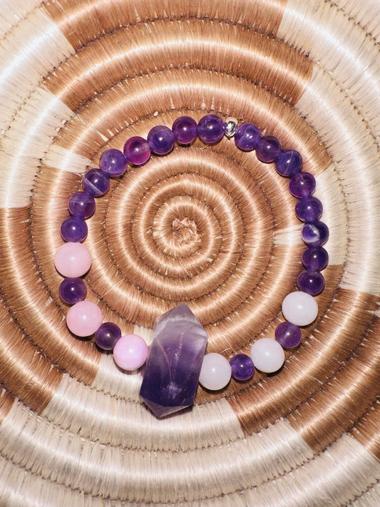 Amethyst Point and Rose Quartz Bracelet