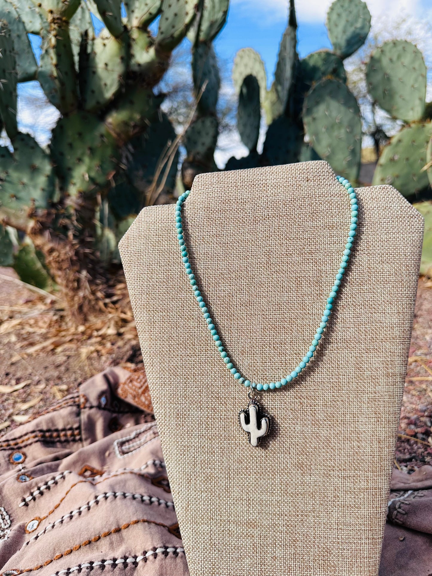 Cactus Turquoise or Coral Layering Necklace 🌵