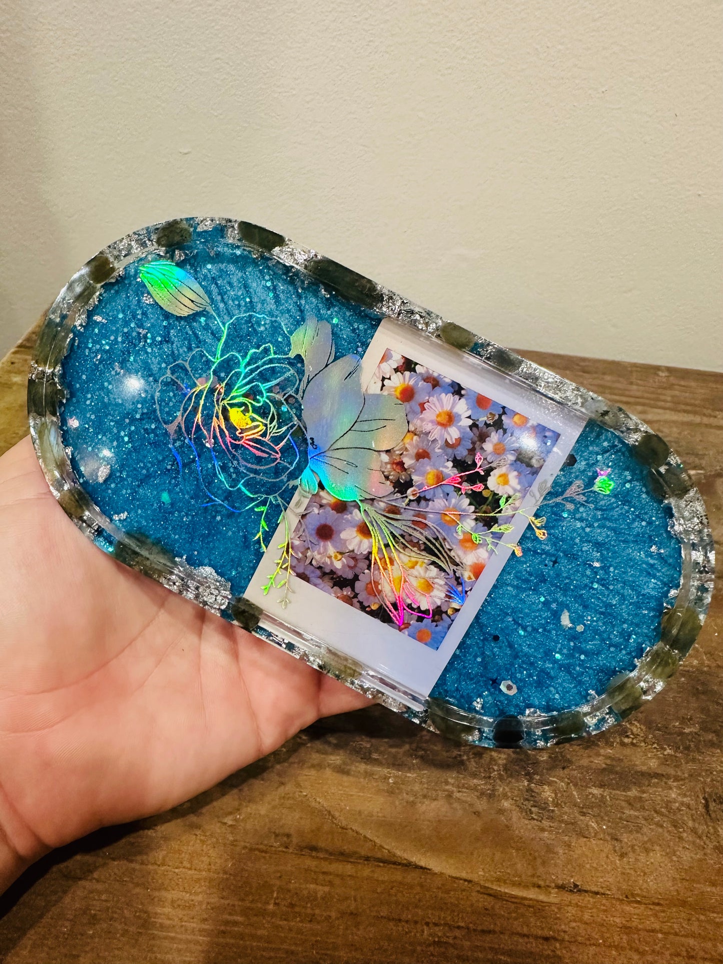 Daisies and Labradorite Small Tray