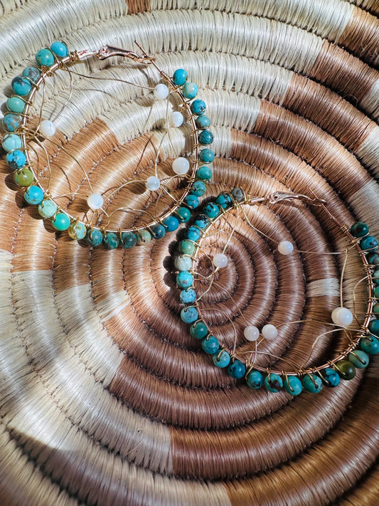 Turquoise and Shell Dream Hoops