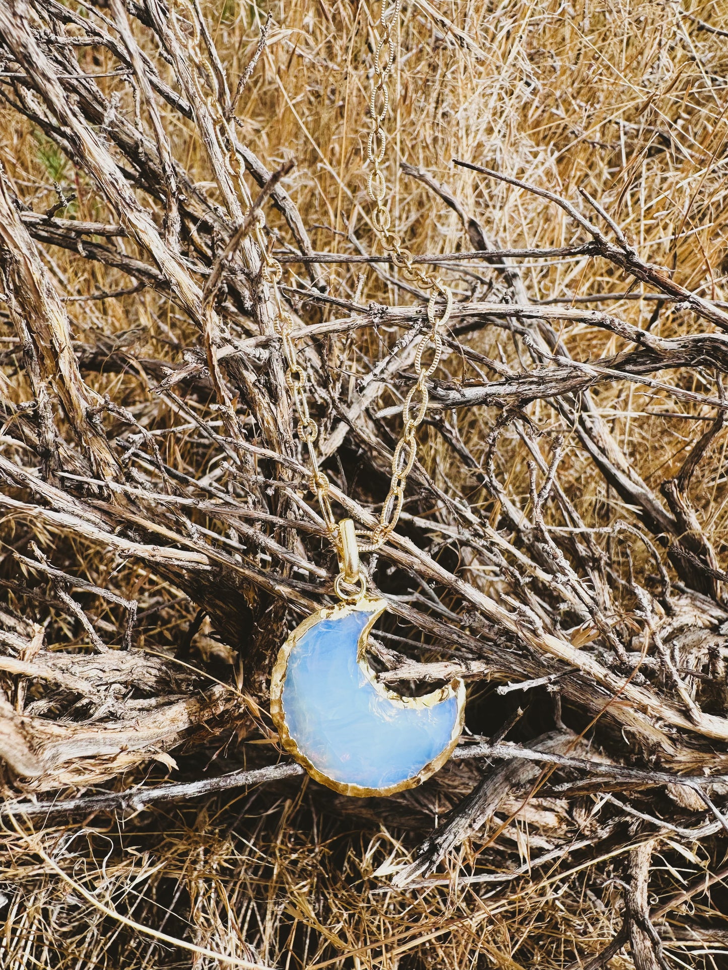 Opalite Gold Moon Chain Necklace