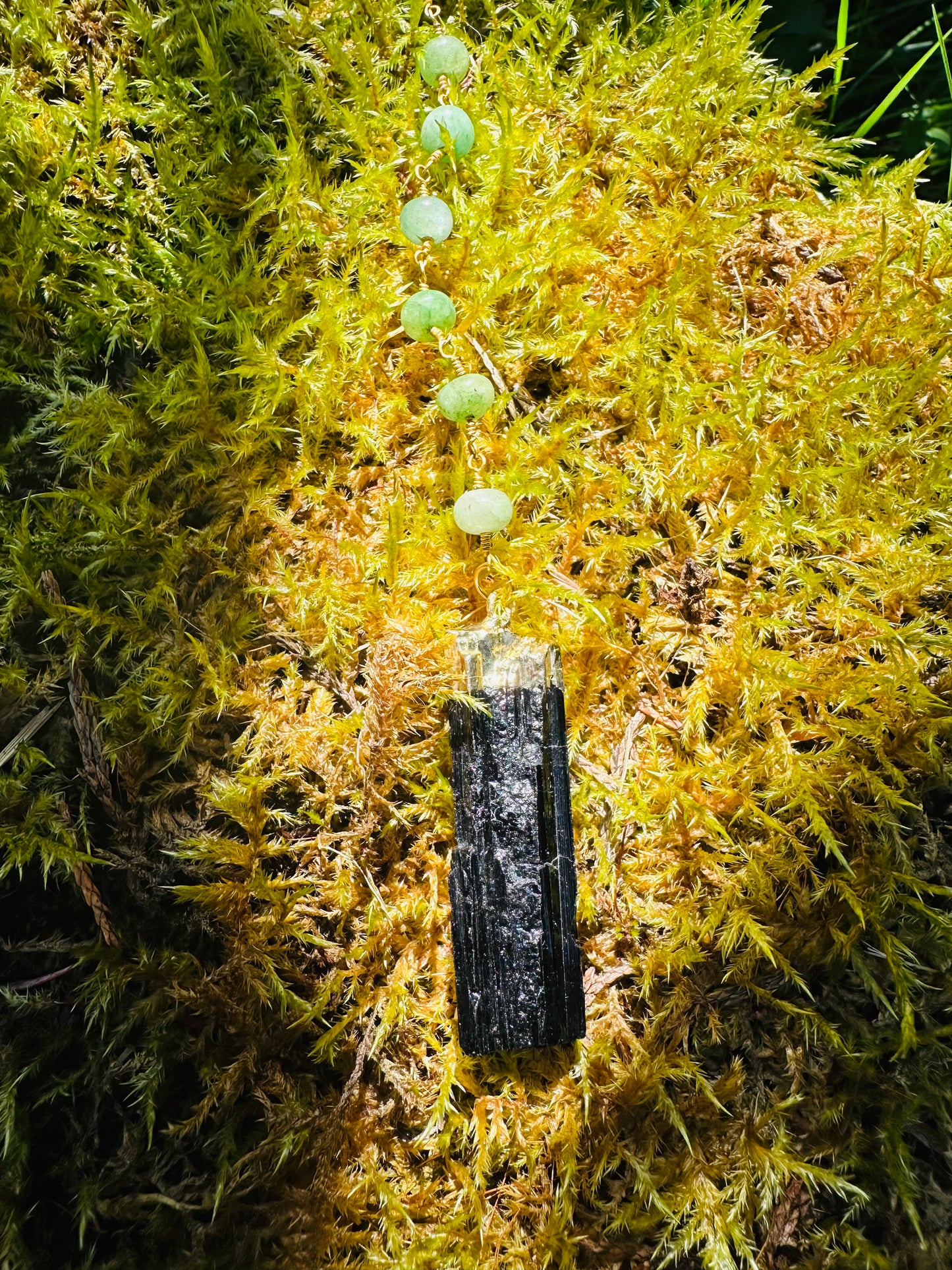 Tourmaline and Aventurine Y Necklace