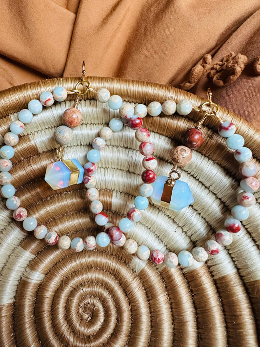 Large Jasper and Terminated Opalite Hoops