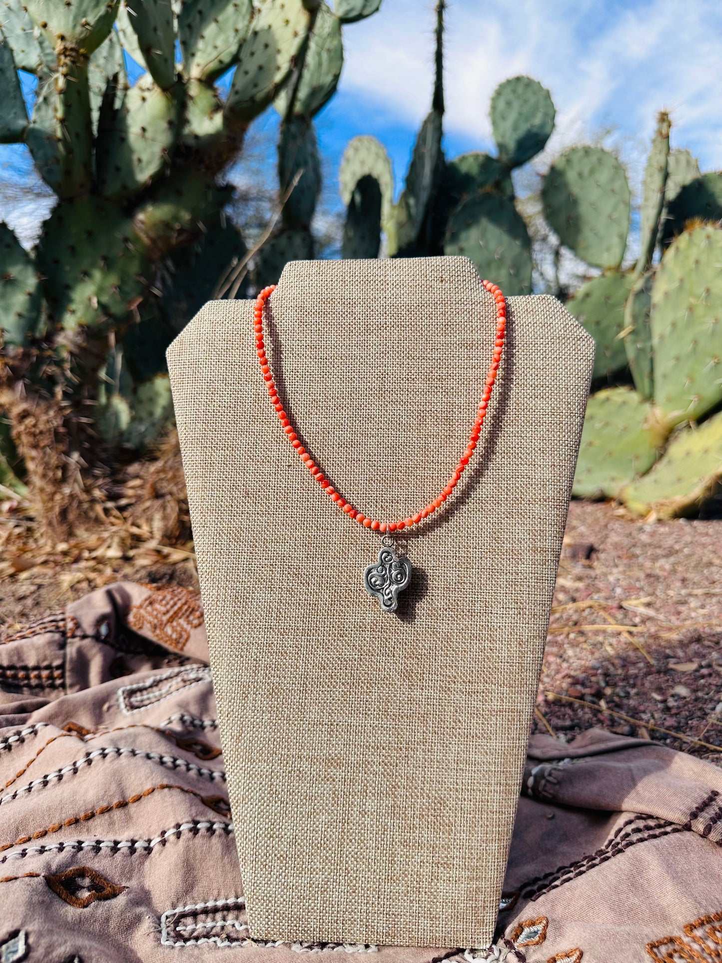 Cactus Turquoise or Coral Layering Necklace 🌵