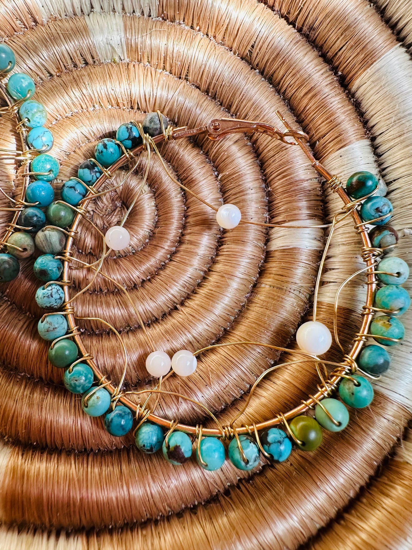 Turquoise and Shell Dream Hoops