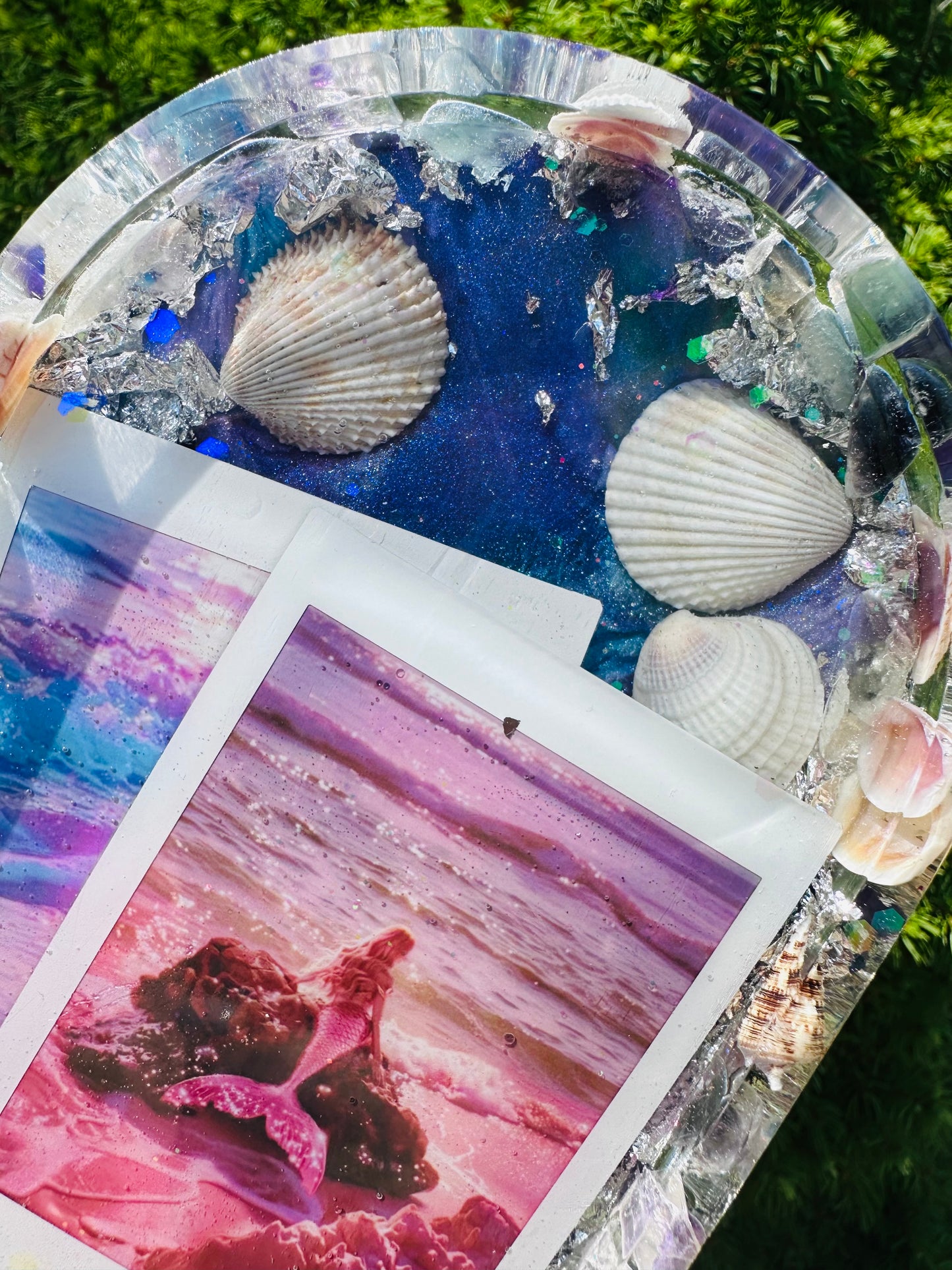 Polaroid Mermaid and Seashell Glittery Ocean Tray 🌊