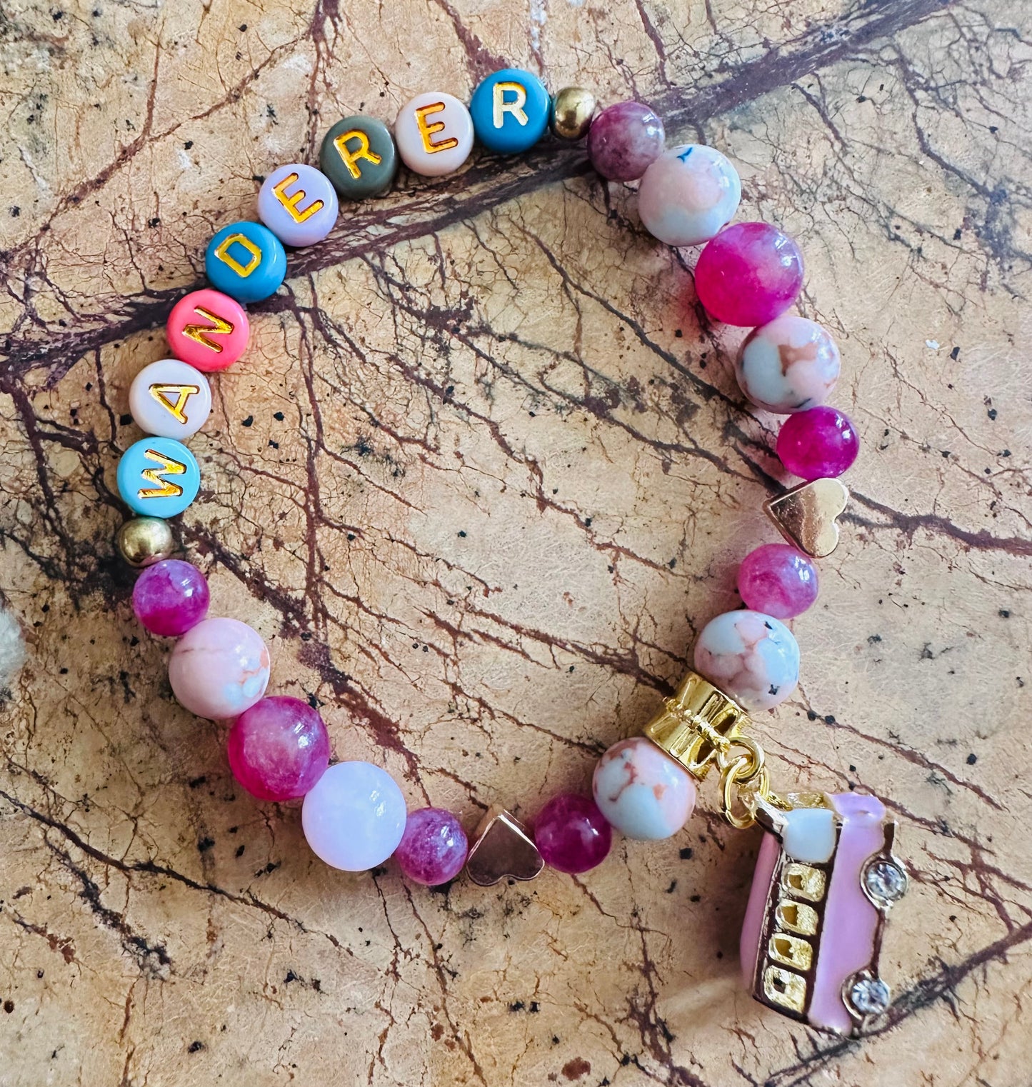 Wanderer 🚐 Rose Quartz and Watermelon Tourmaline Bracelet