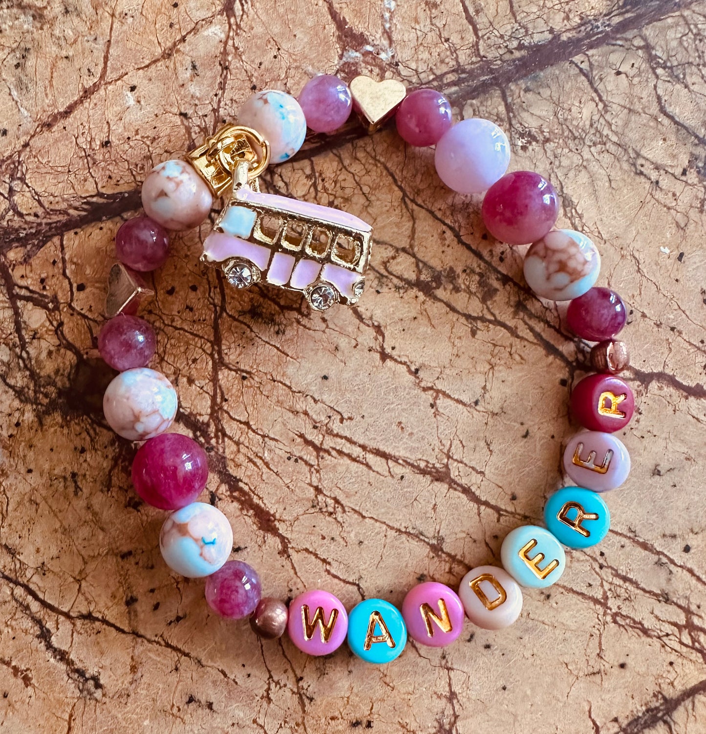 Wanderer 🚐 Rose Quartz and Watermelon Tourmaline Bracelet