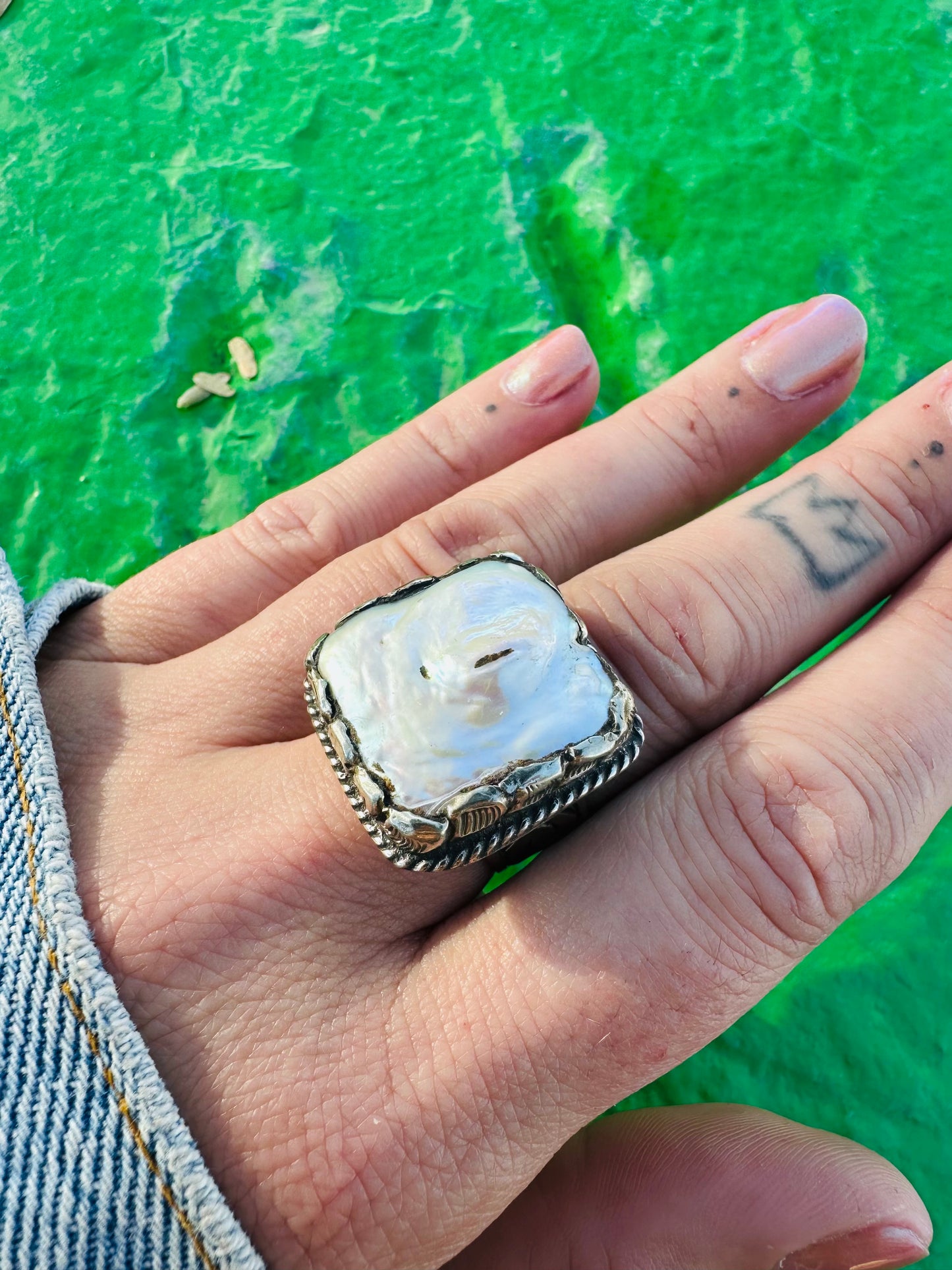 Square Or Circle Freshwater Pearl Rings