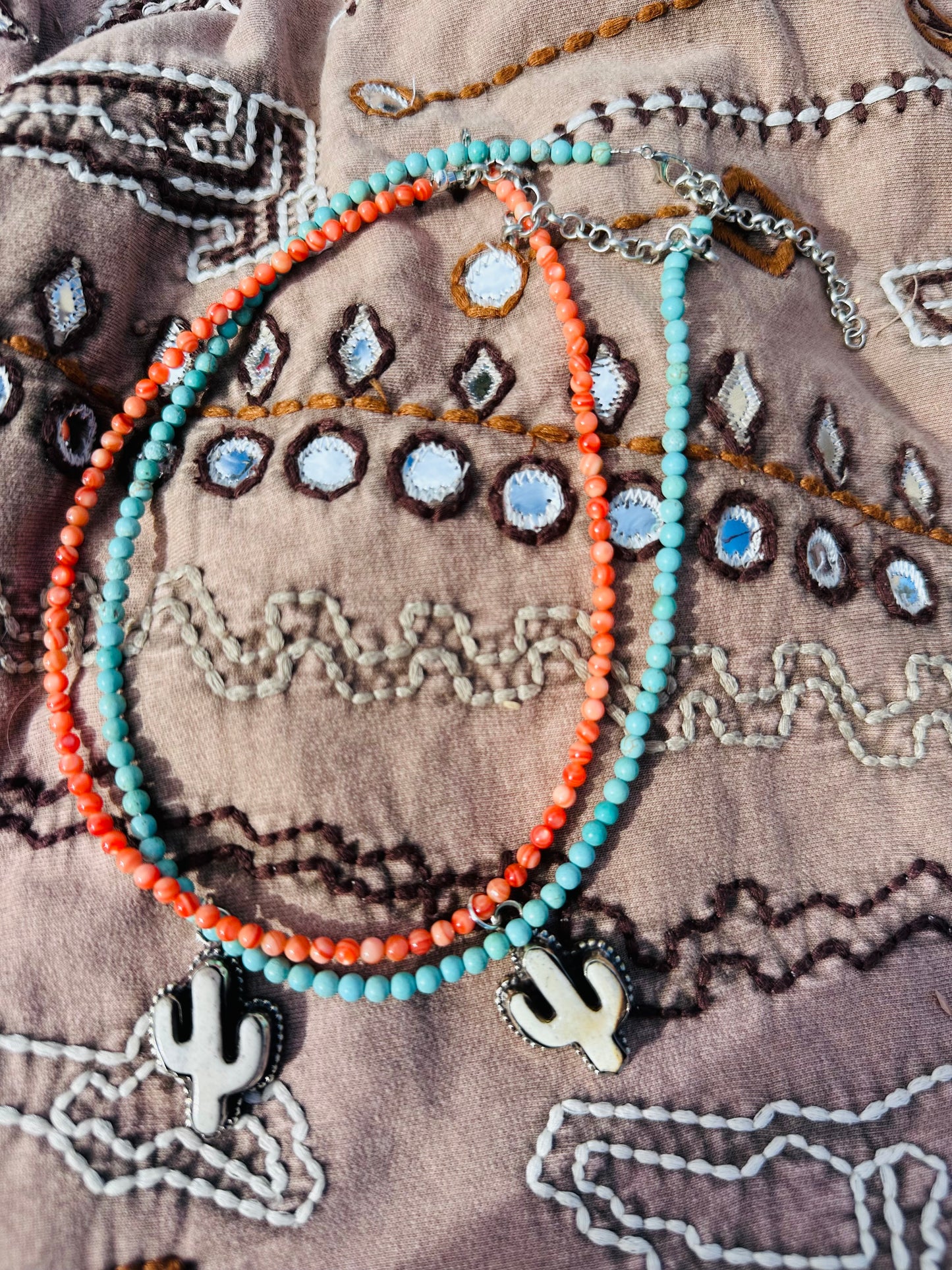 Cactus Turquoise or Coral Layering Necklace 🌵